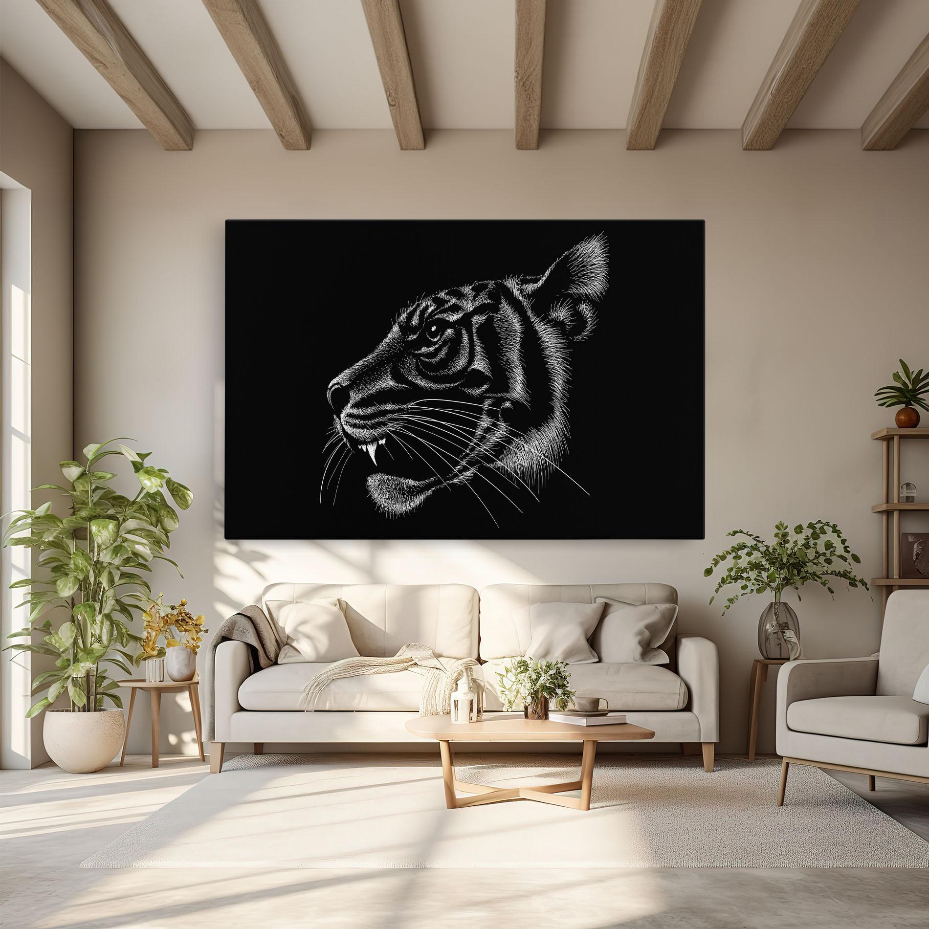 Tablou Canvas Tiger White Head mockup 6