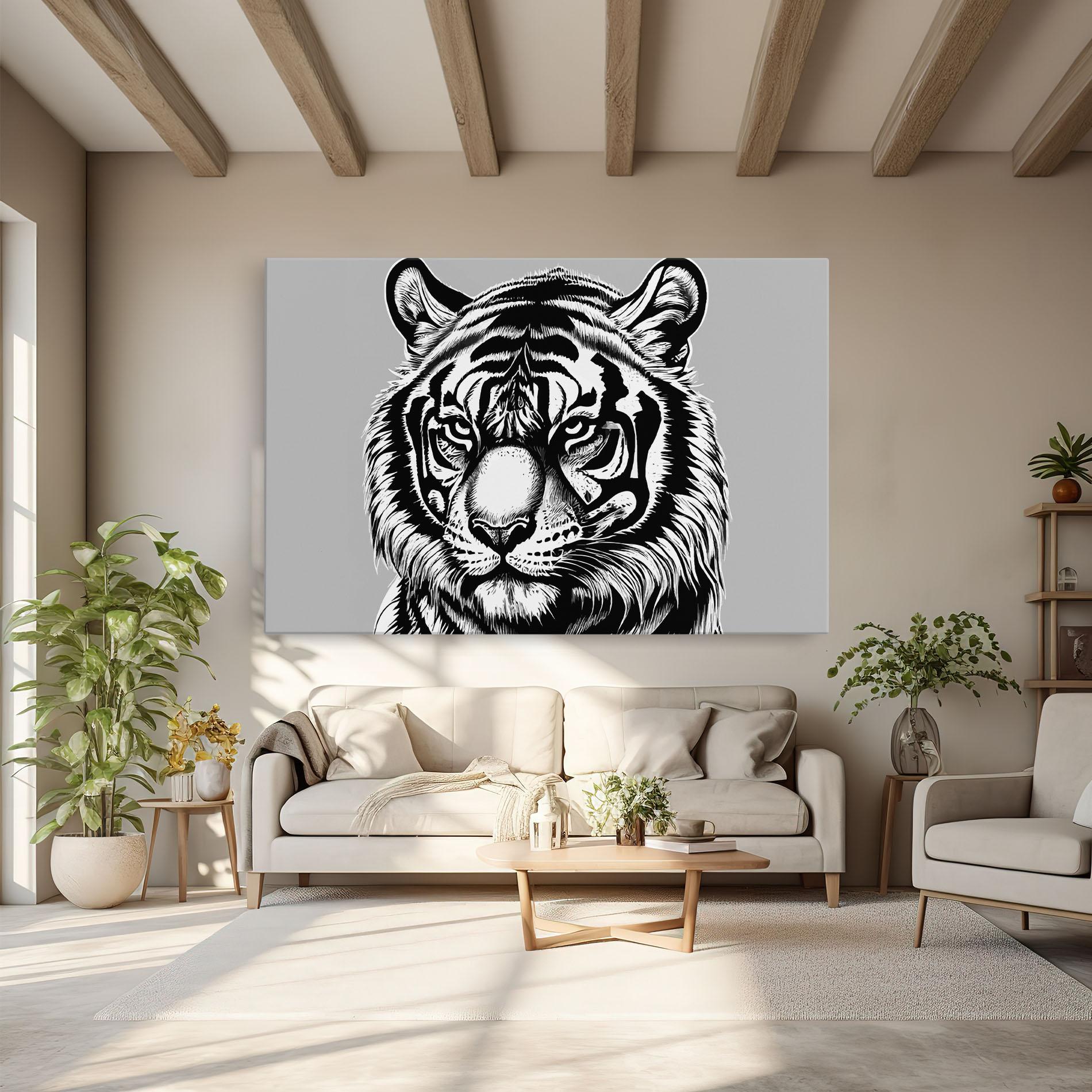 Tablou Canvas White Tiger Grey mockup 6
