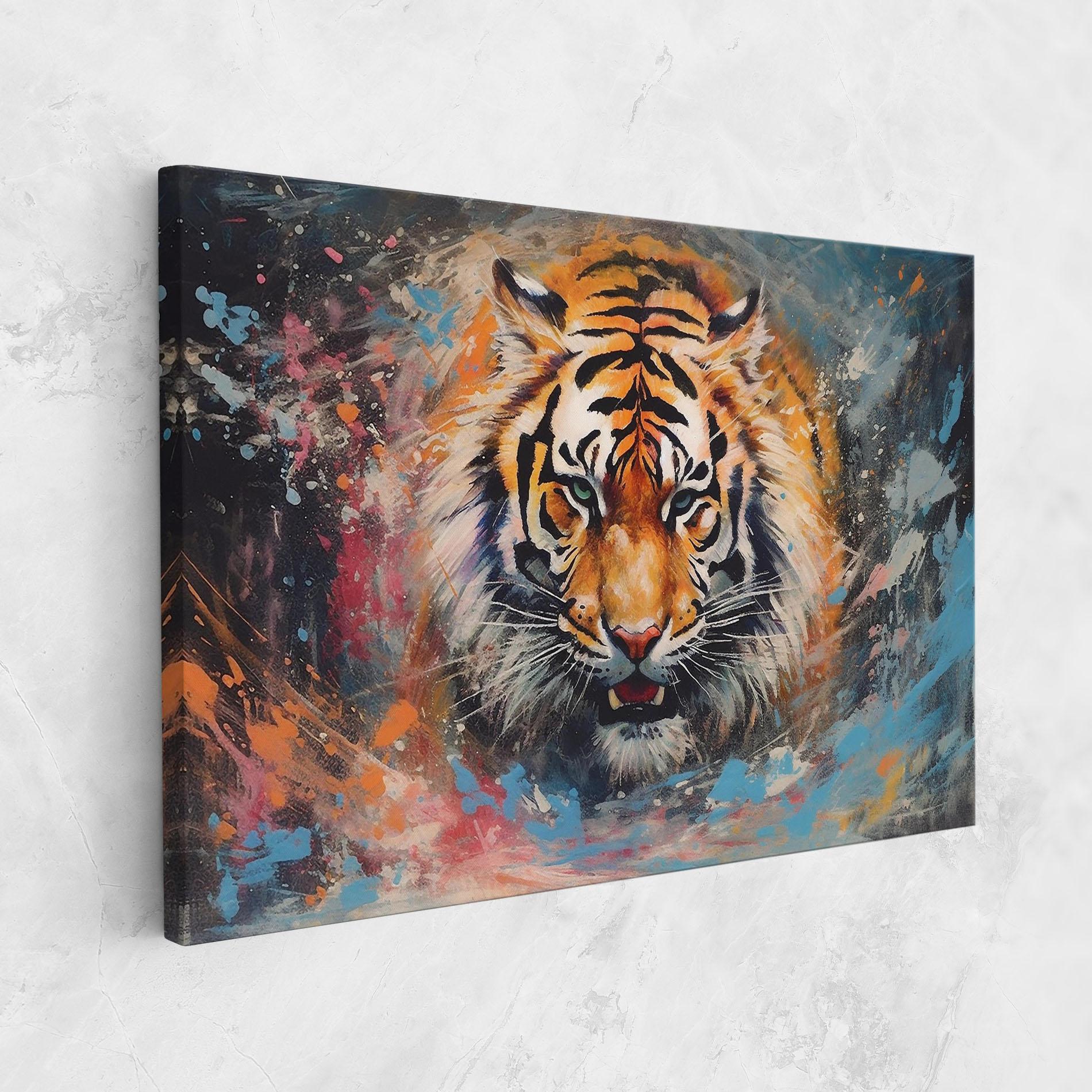 Tablou Canvas Orange Tiger Painting mockup 1