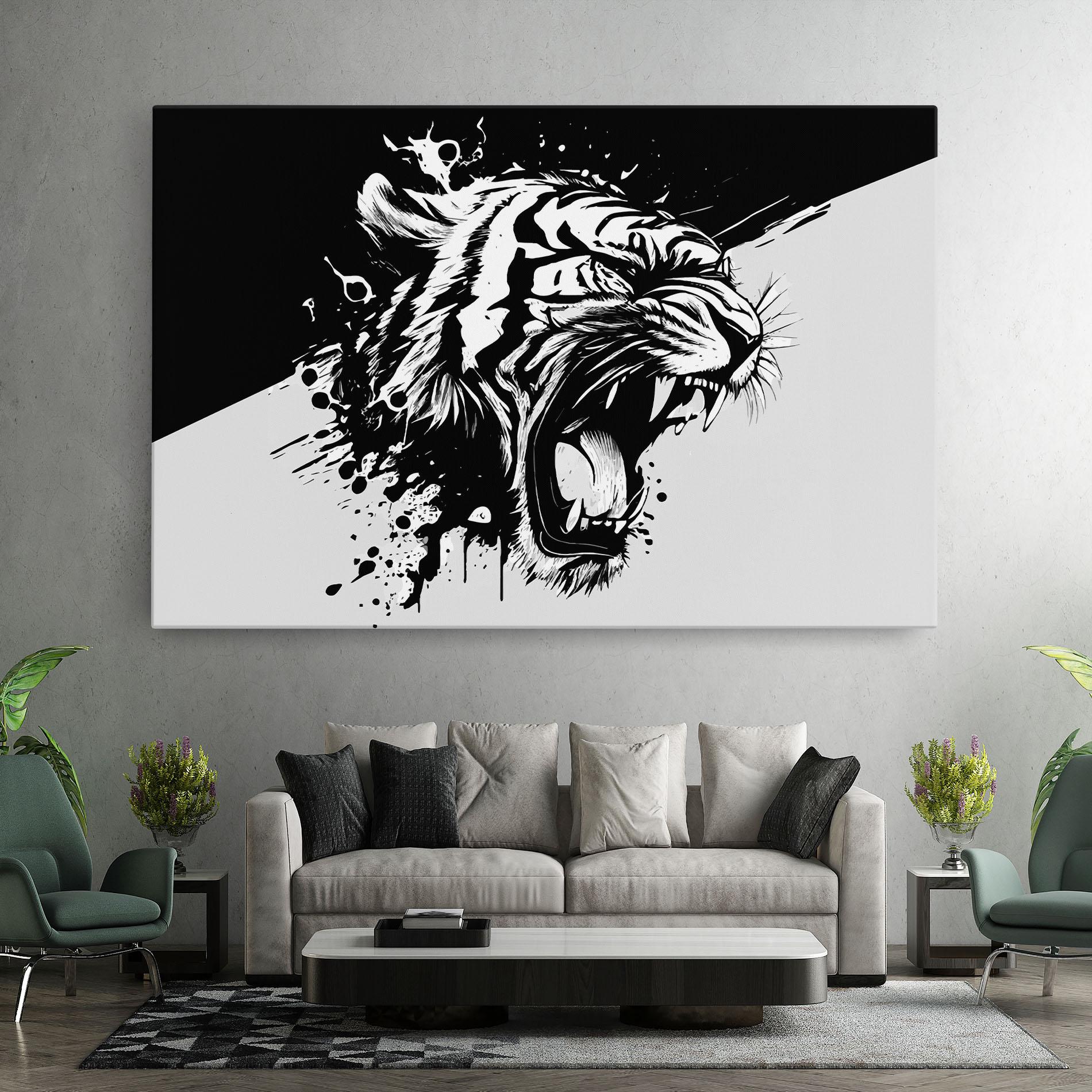 Tablou Canvas Black Grey Tiger mockup 7