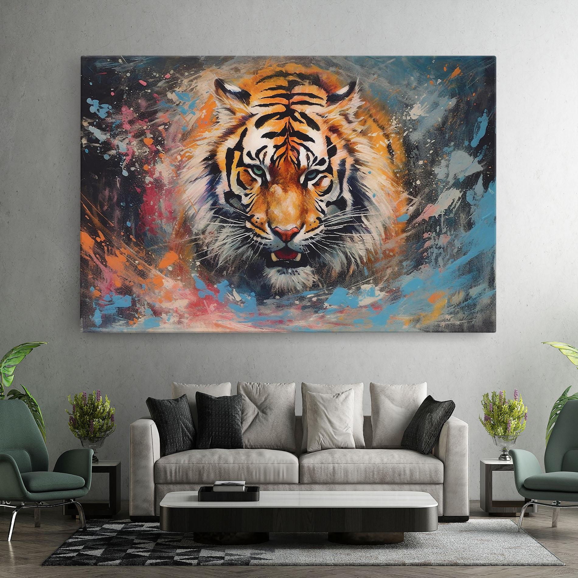 Tablou Canvas Orange Tiger Painting mockup 7