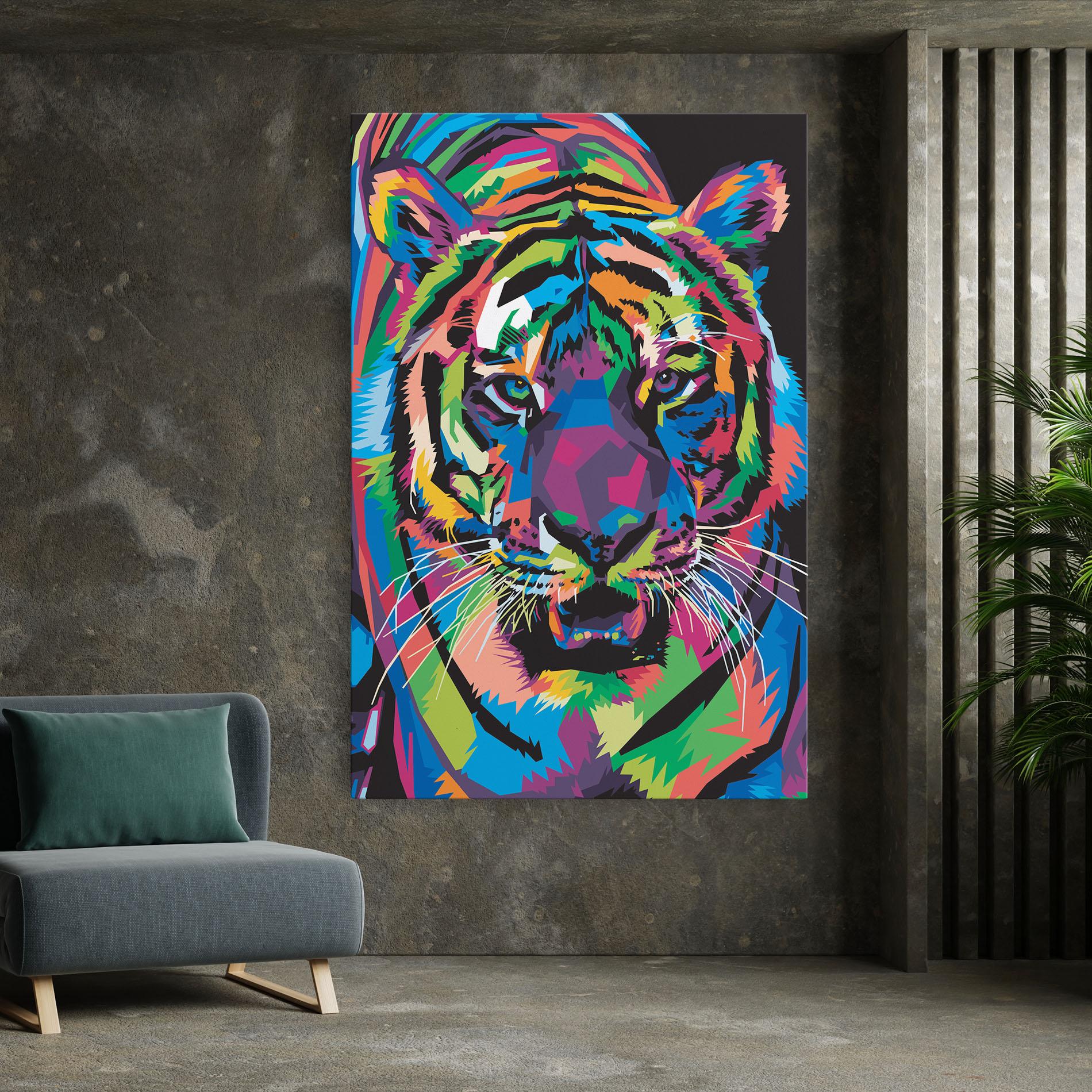 Tablou Canvas Mix Color Tiger mockup 7