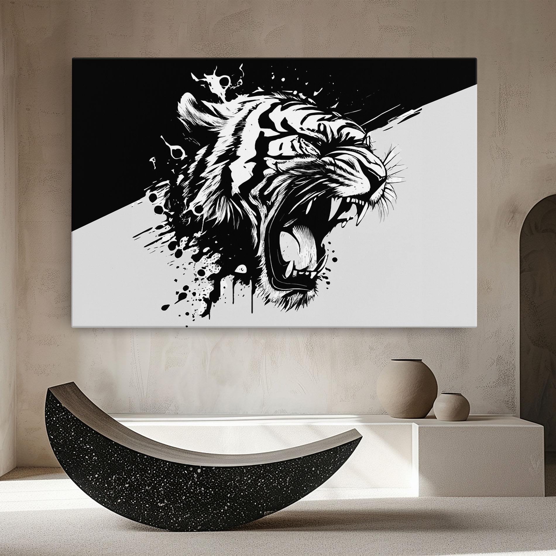 Tablou Canvas Black Grey Tiger mockup 8