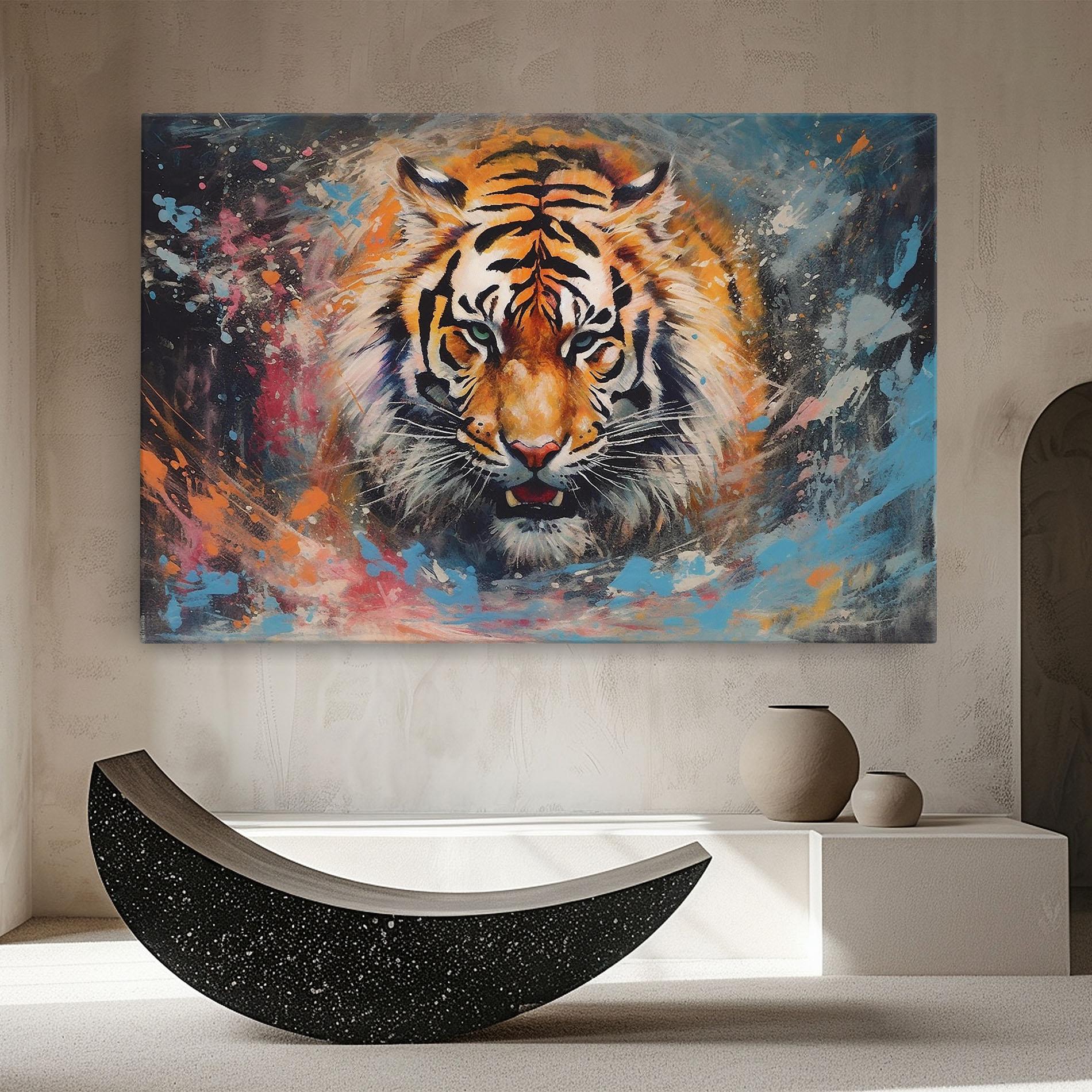 Tablou Canvas Orange Tiger Painting mockup 8