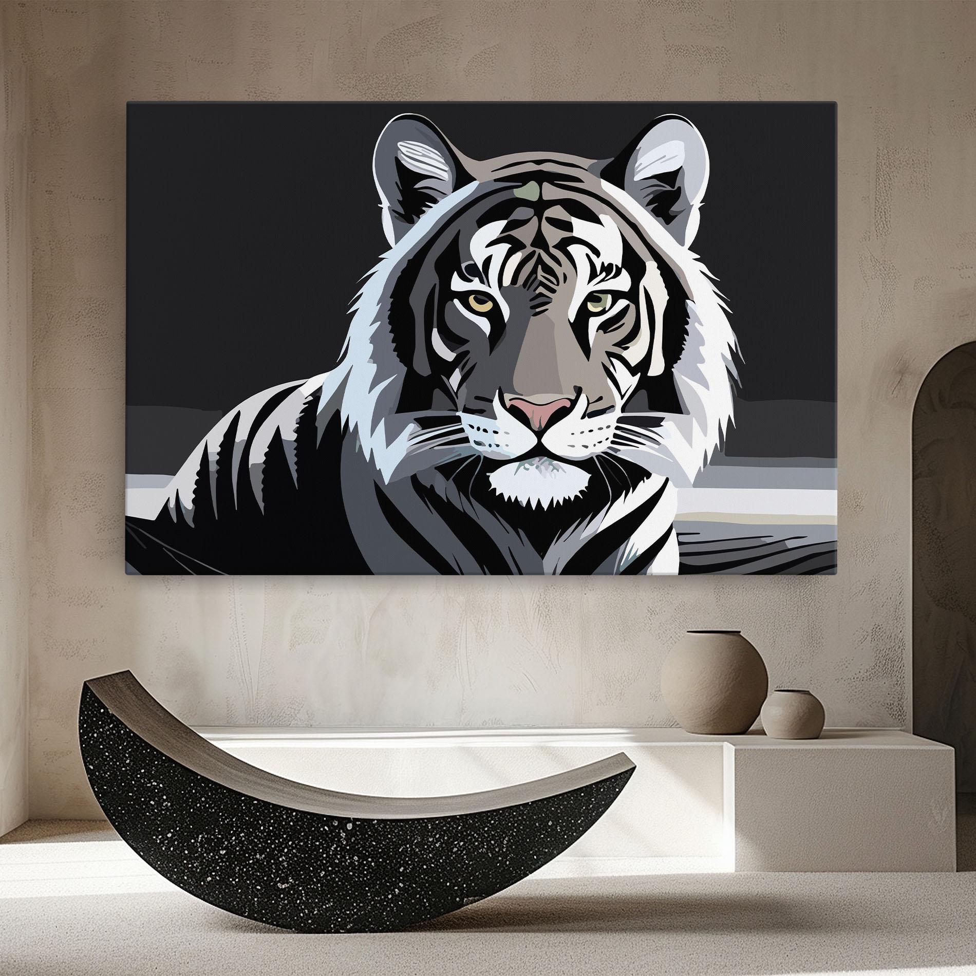 Tablou Canvas White Grey Tiger mockup 8