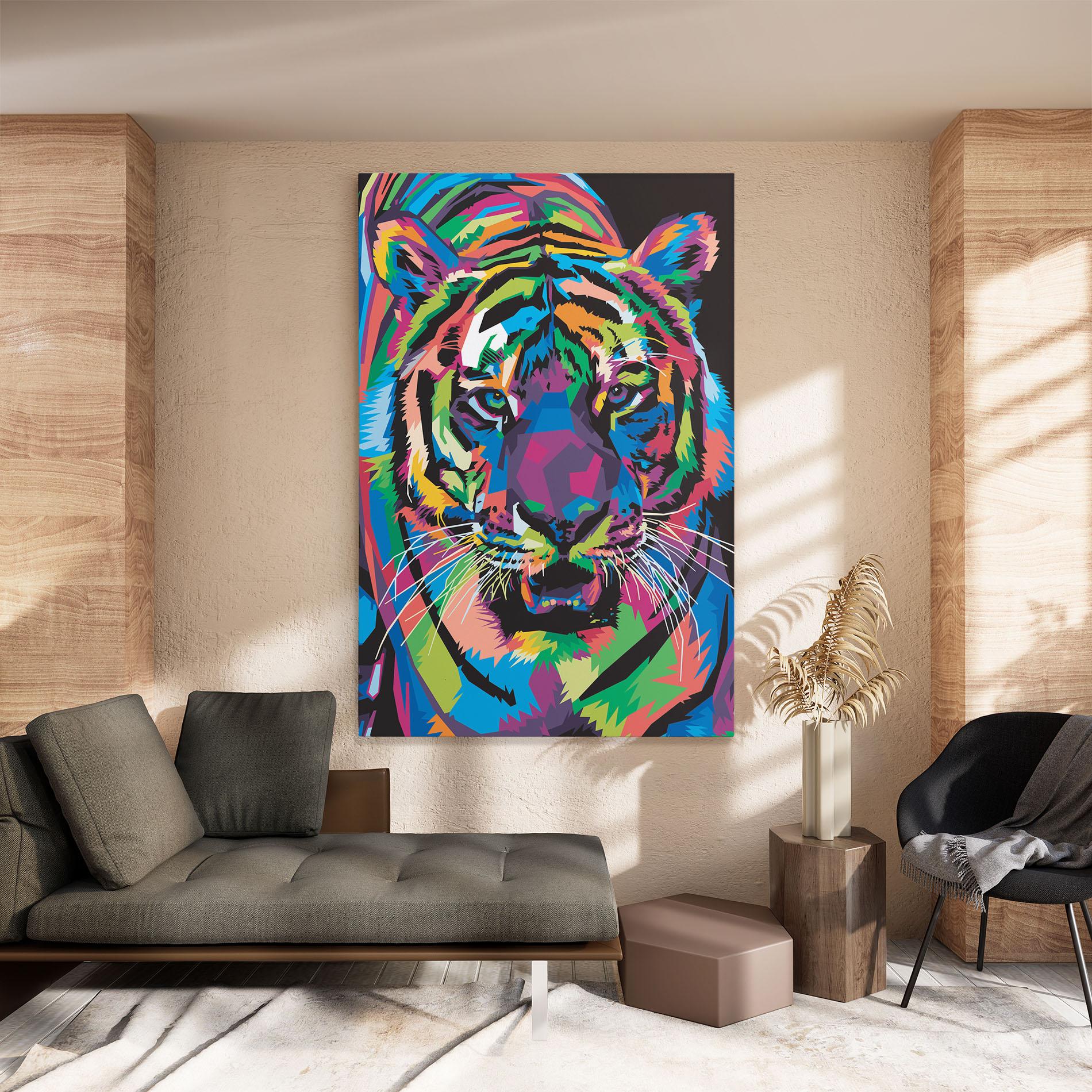 Tablou Canvas Mix Color Tiger mockup 8