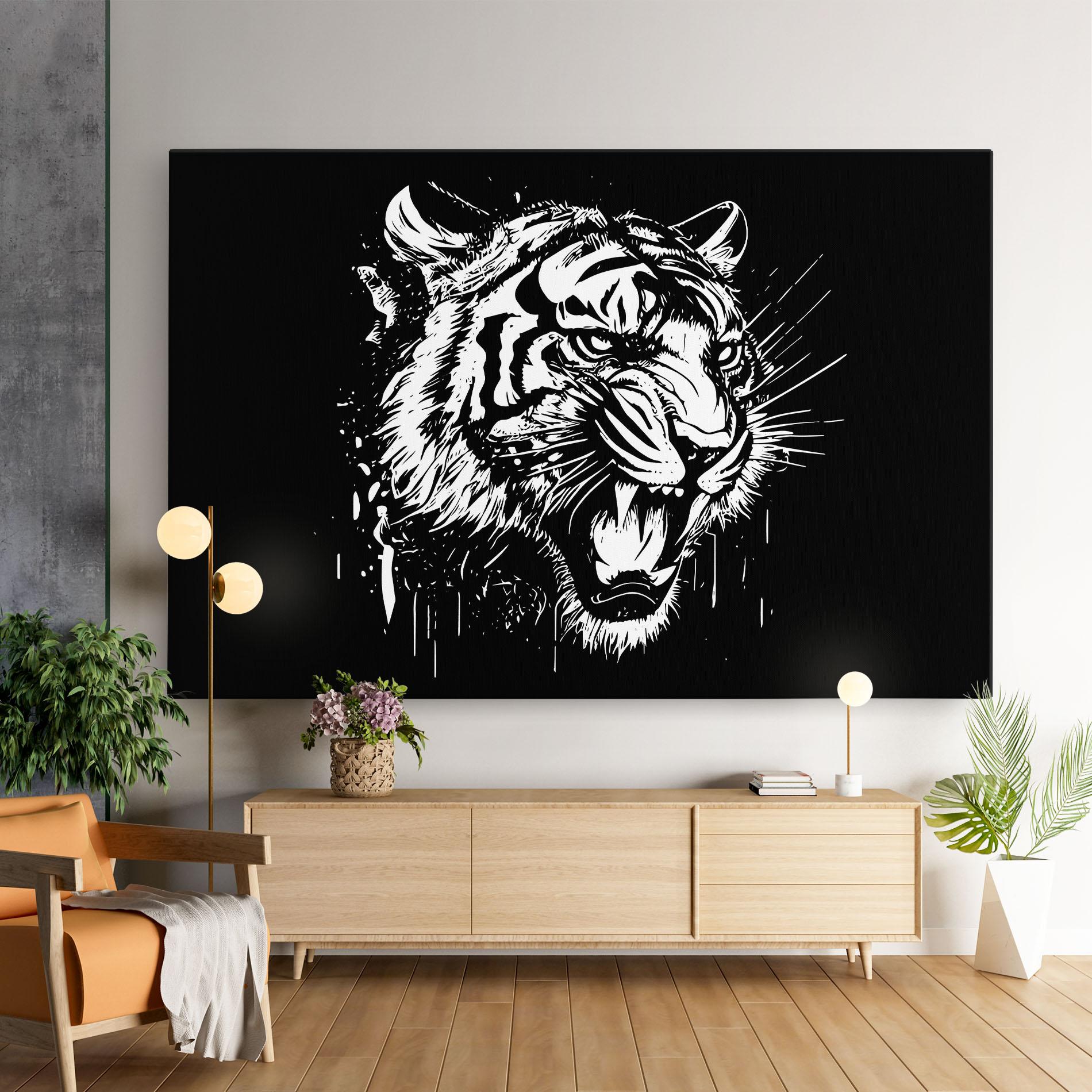 Tablou Canvas Angry Tiger Head mockup 9