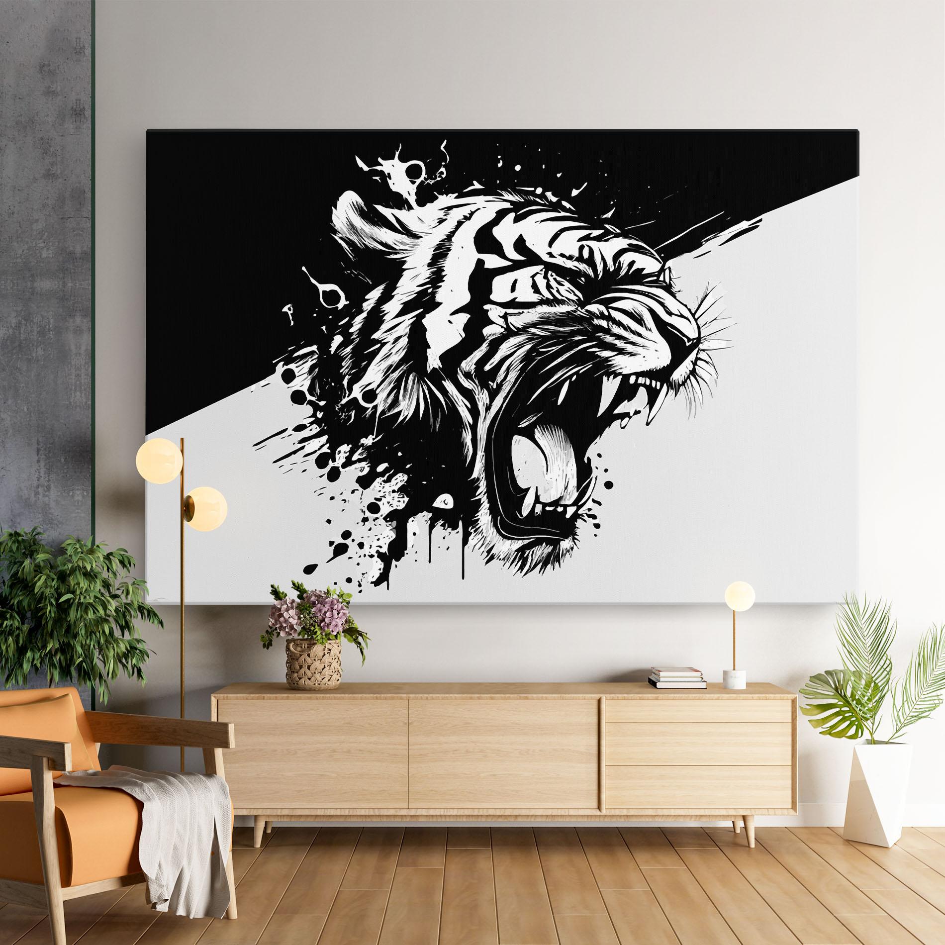 Tablou Canvas Black Grey Tiger mockup 9