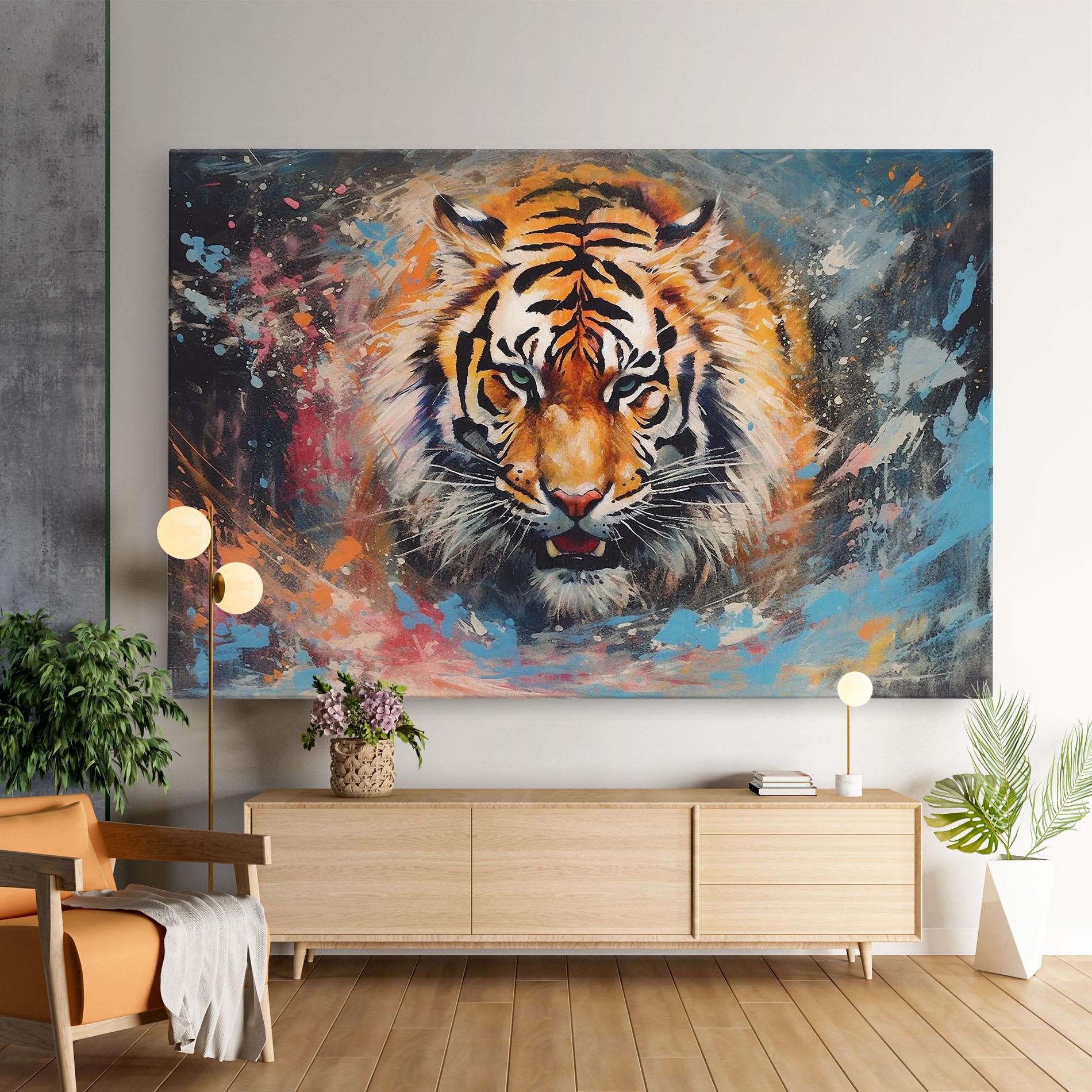 Tablou Canvas Orange Tiger Painting mockup 9