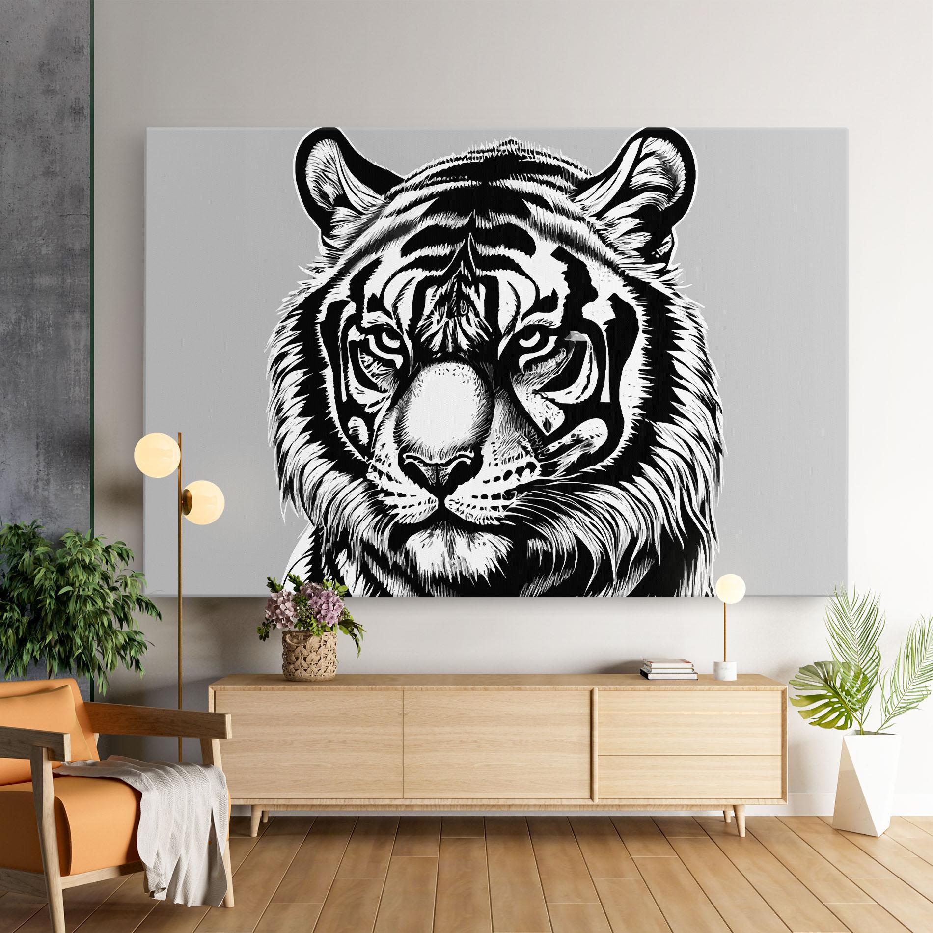 Tablou Canvas White Tiger Grey mockup 9