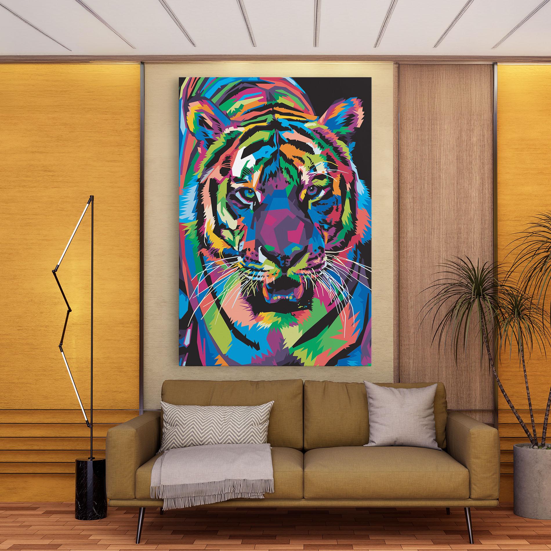 Tablou Canvas Mix Color Tiger mockup 9