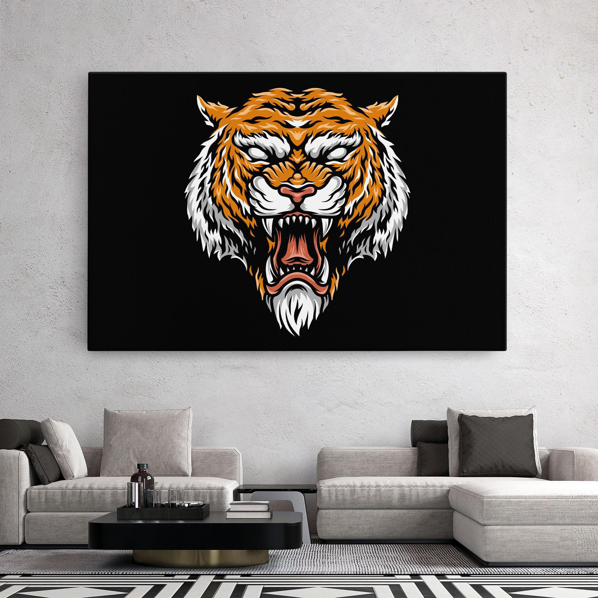 Tablou Canvas Angry Orange Tiger mockup 2