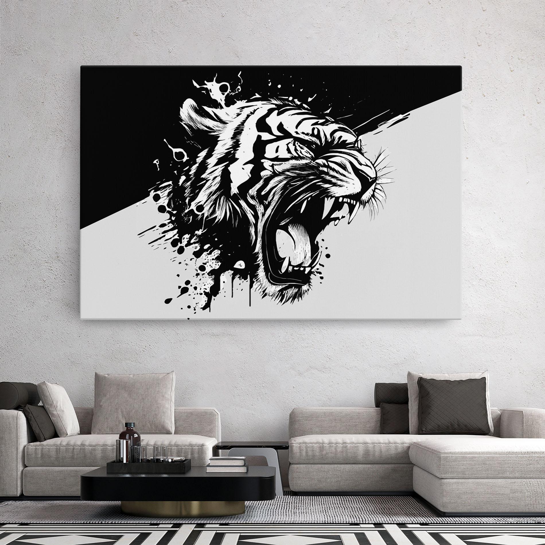 Tablou Canvas Black Grey Tiger mockup 2