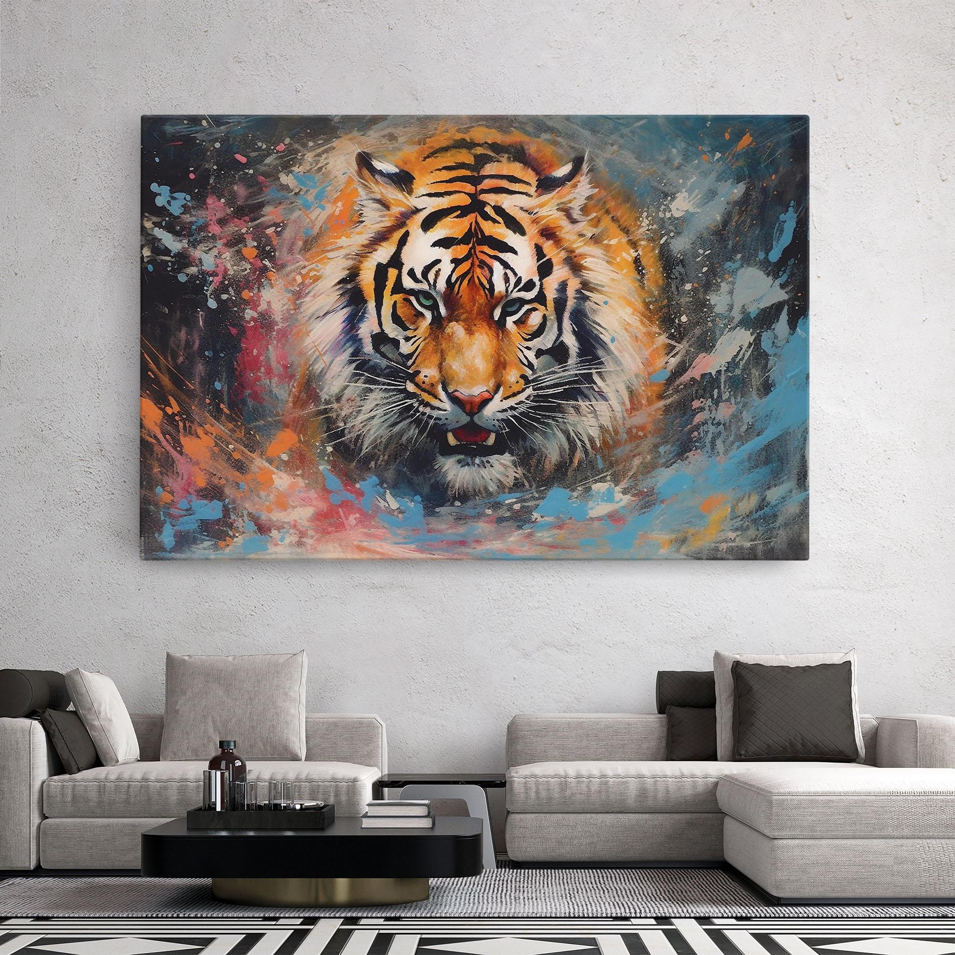 Tablou Canvas Orange Tiger Painting mockup 2