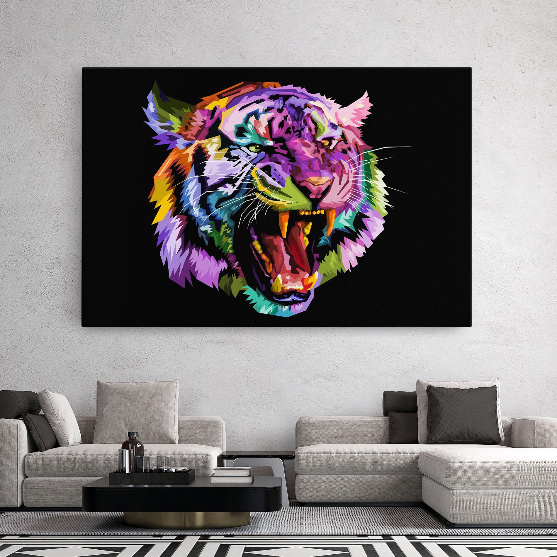 Tablou Canvas Tiger On Black mockup 2