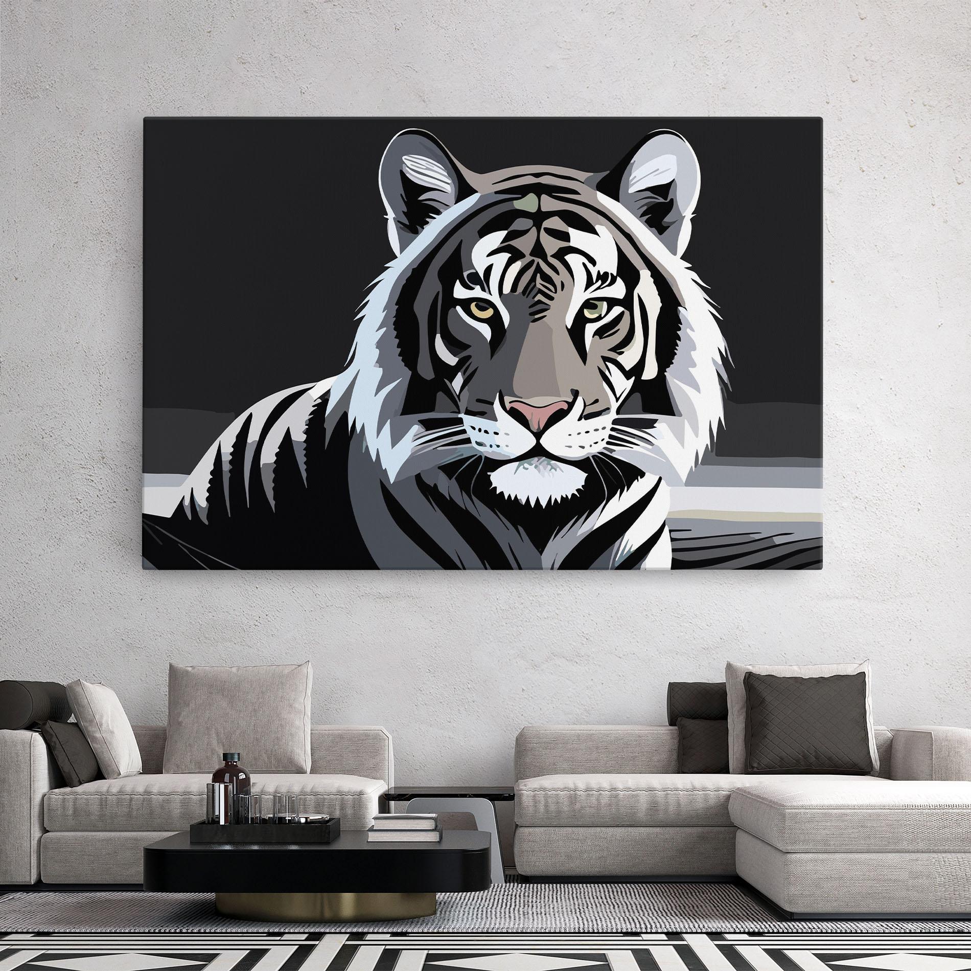 Tablou Canvas White Grey Tiger mockup 2