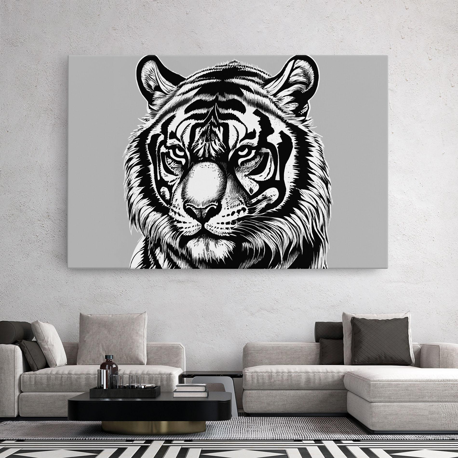 Tablou Canvas White Tiger Grey mockup 2