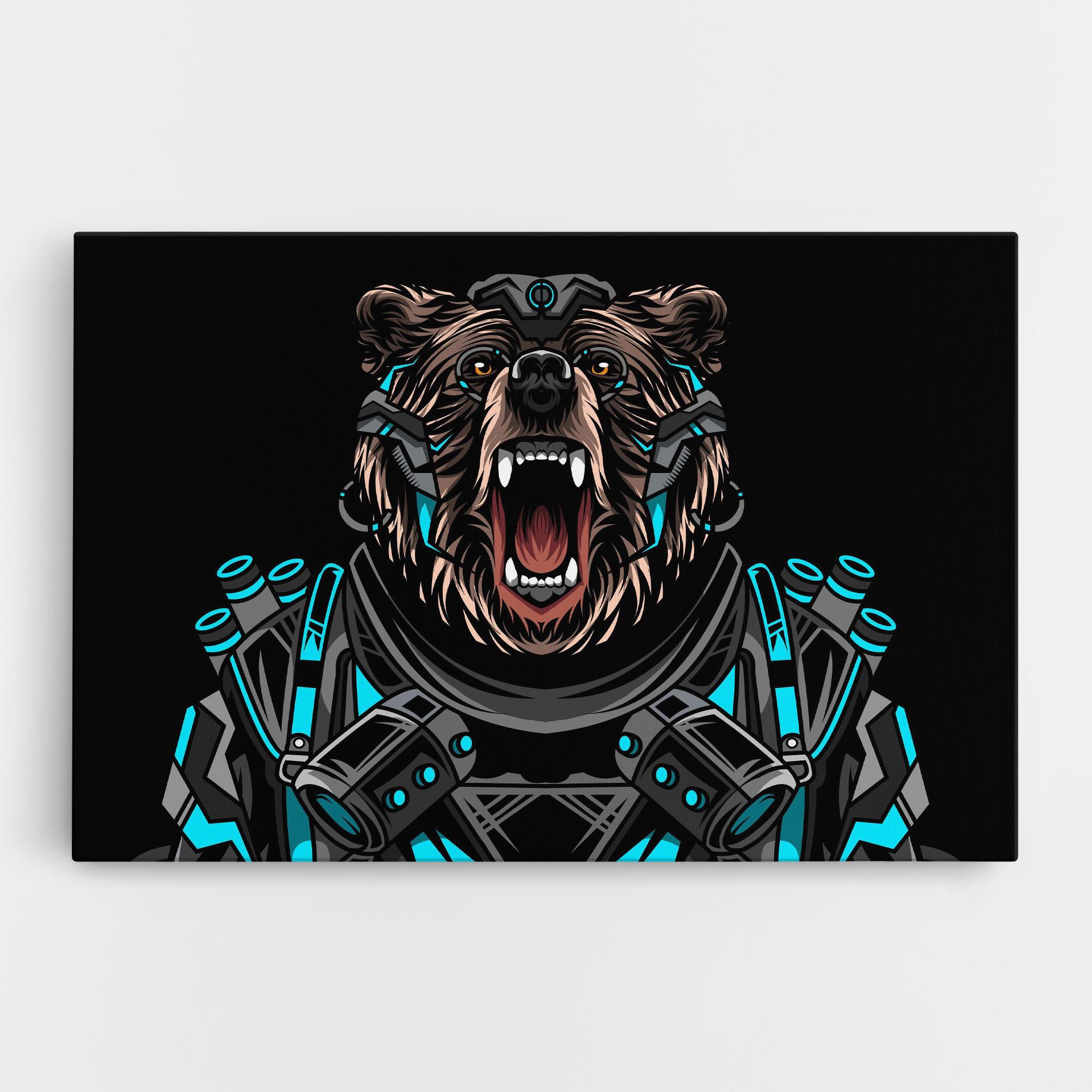 Tablou Canvas Black Cyborg Bear mockup 0