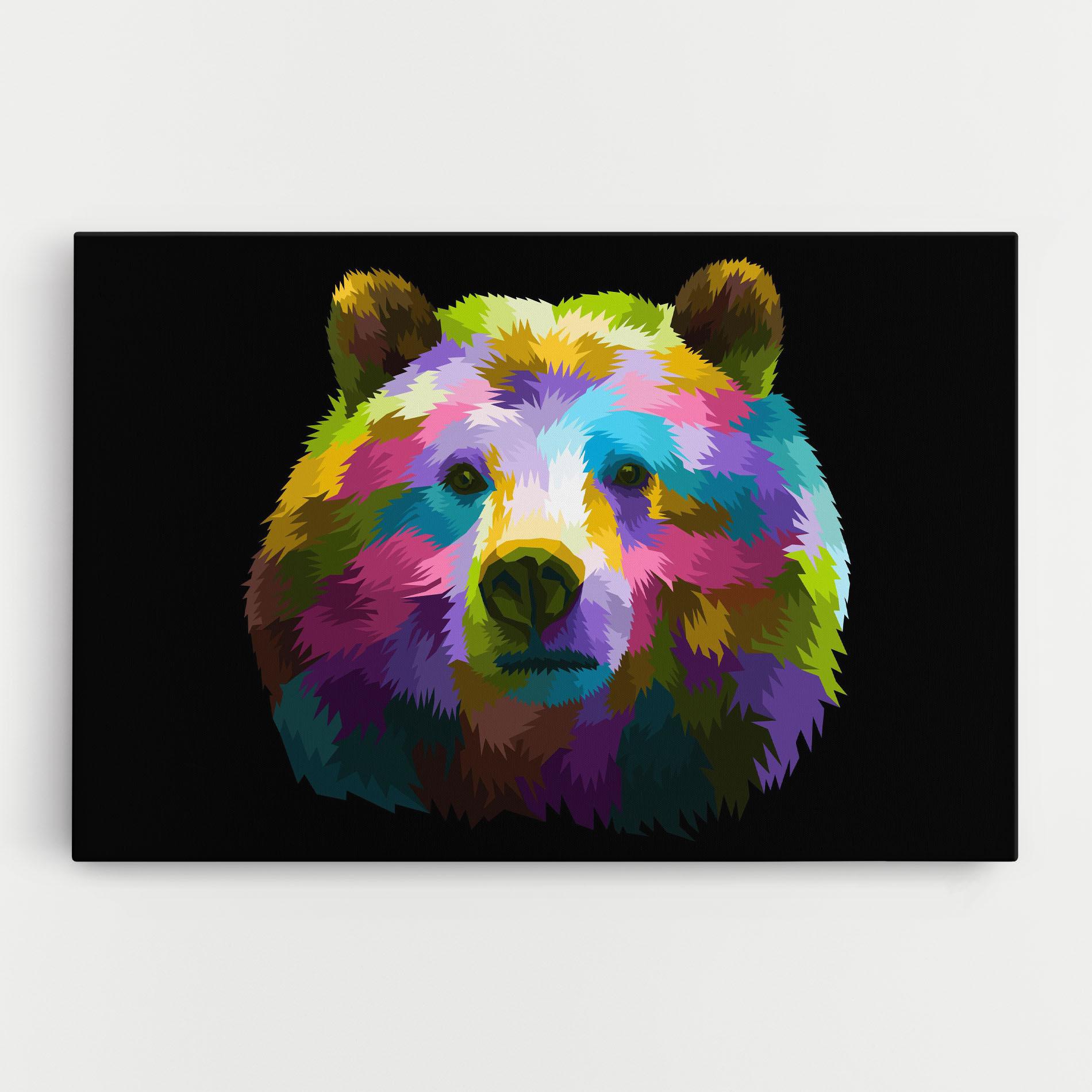 Tablou Canvas Colorful Bear Head mockup 0
