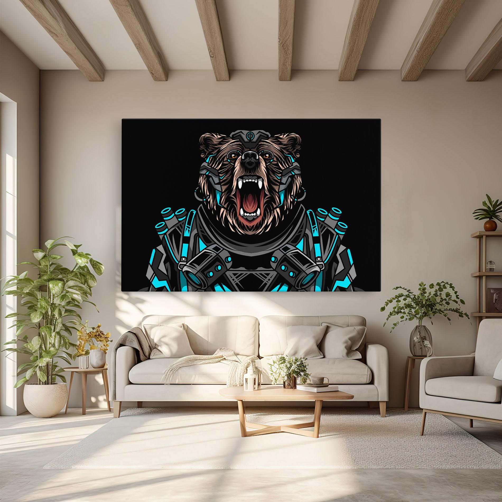 Tablou Canvas Black Cyborg Bear mockup 6