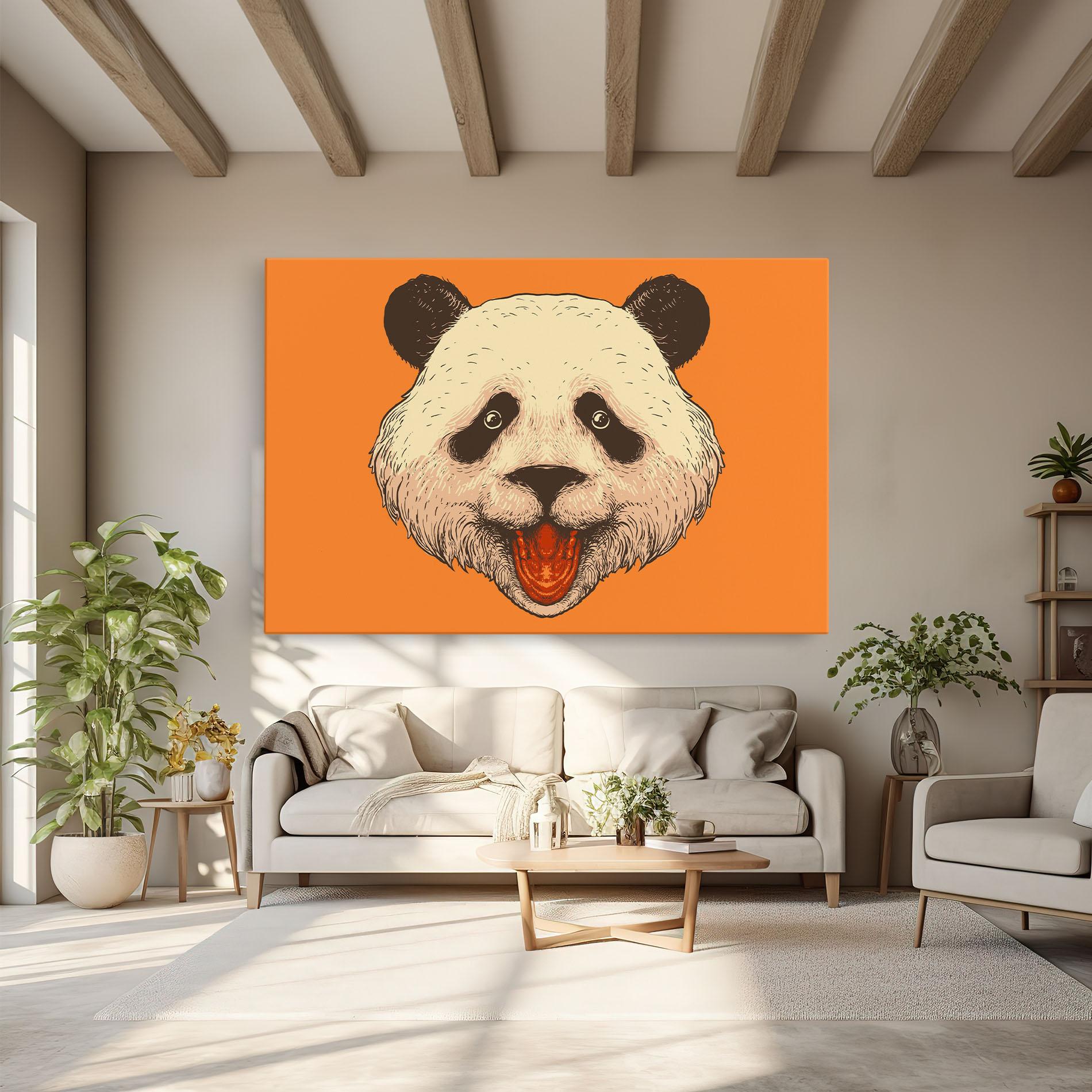 Tablou Canvas Panda On Orange mockup 6