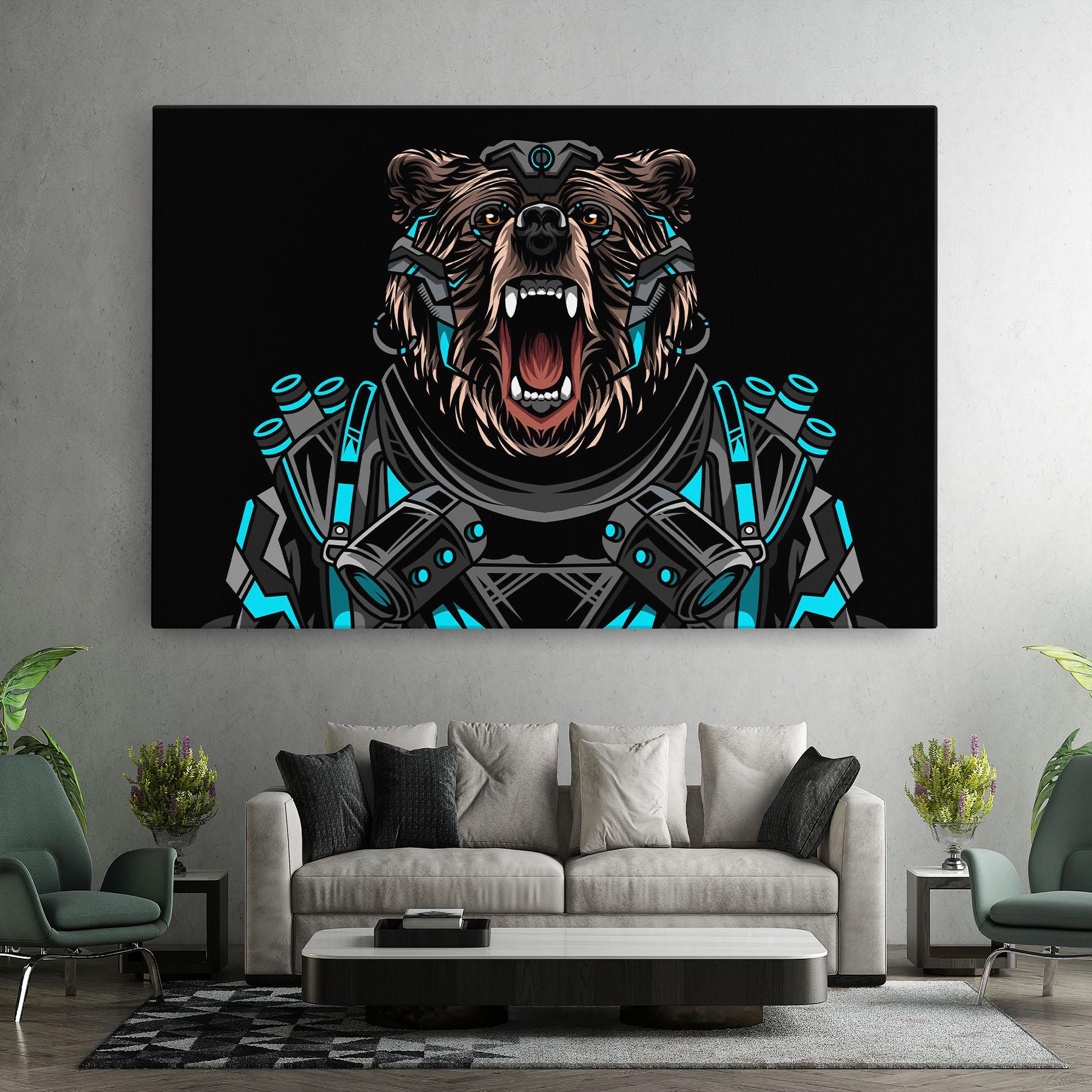 Tablou Canvas Black Cyborg Bear mockup 7
