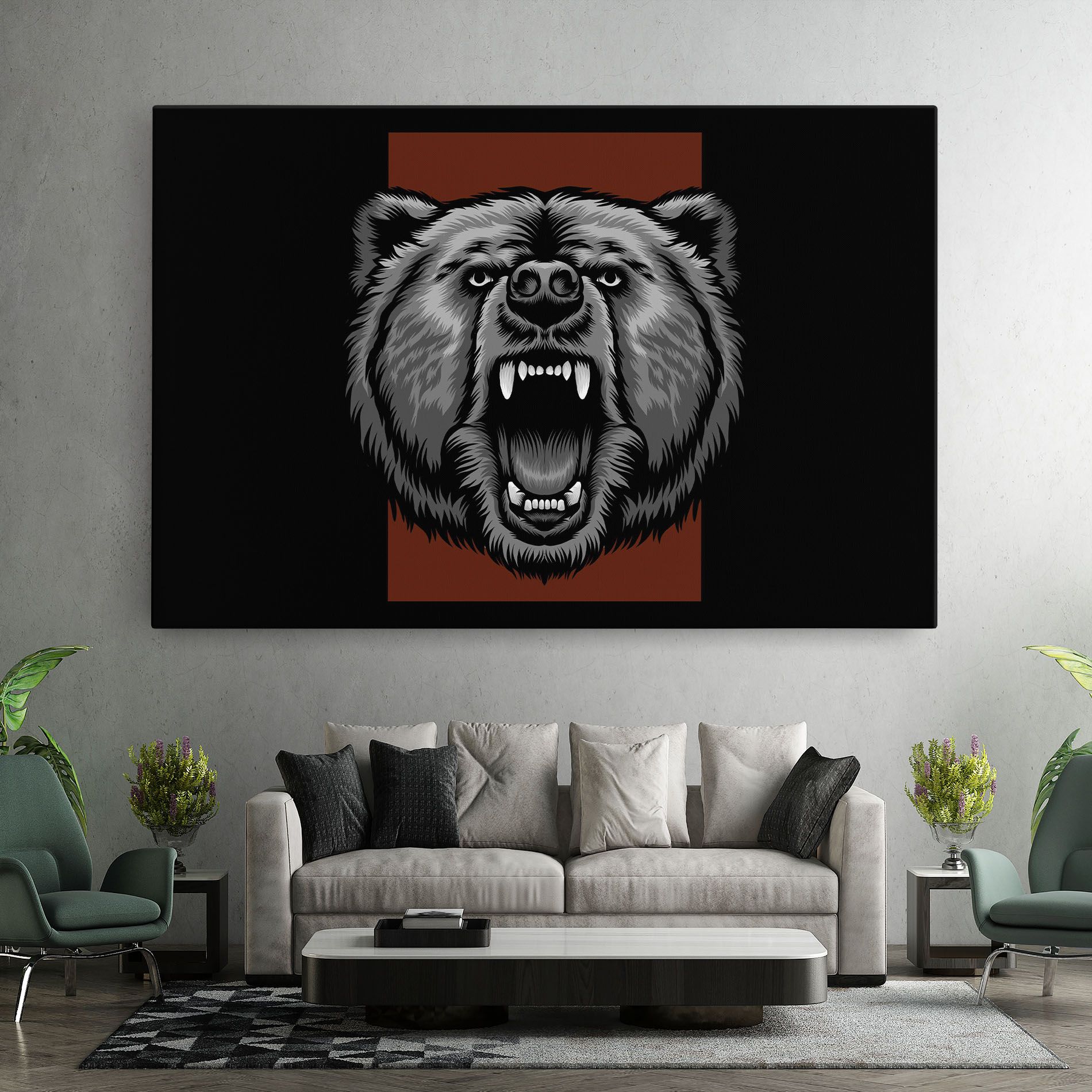 Grey Bear Head mockup 7