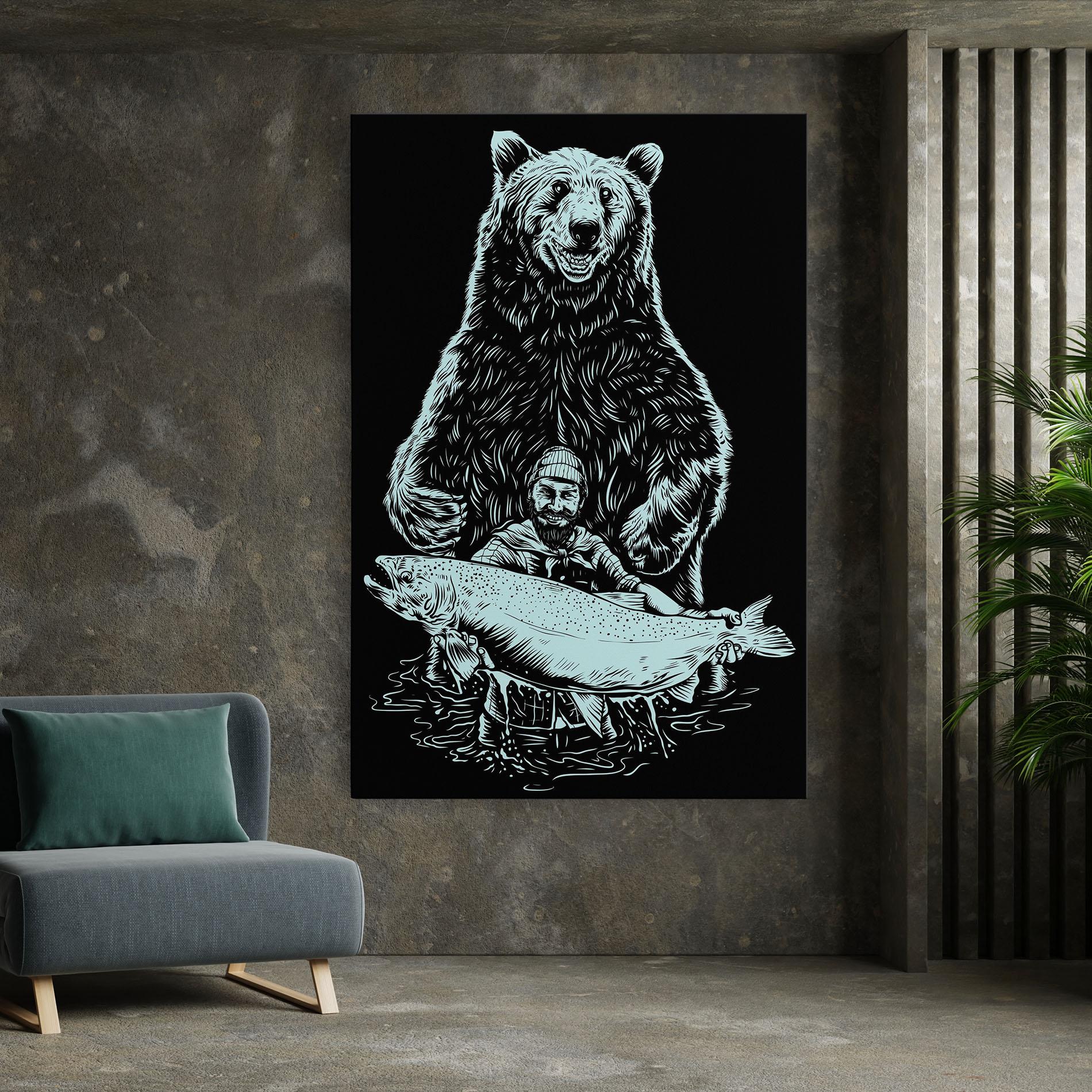 Tablou Canvas Fishing Bear mockup 7