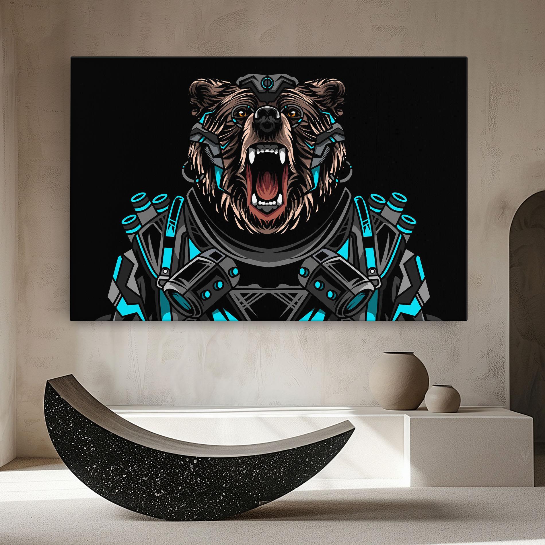 Tablou Canvas Black Cyborg Bear mockup 8