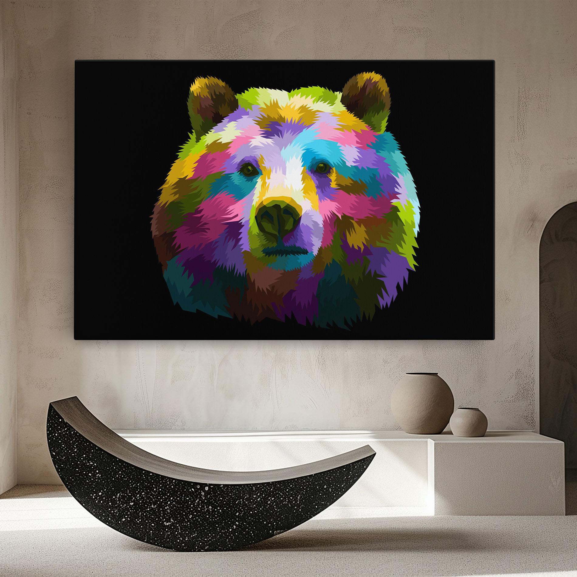 Tablou Canvas Colorful Bear Head mockup 8