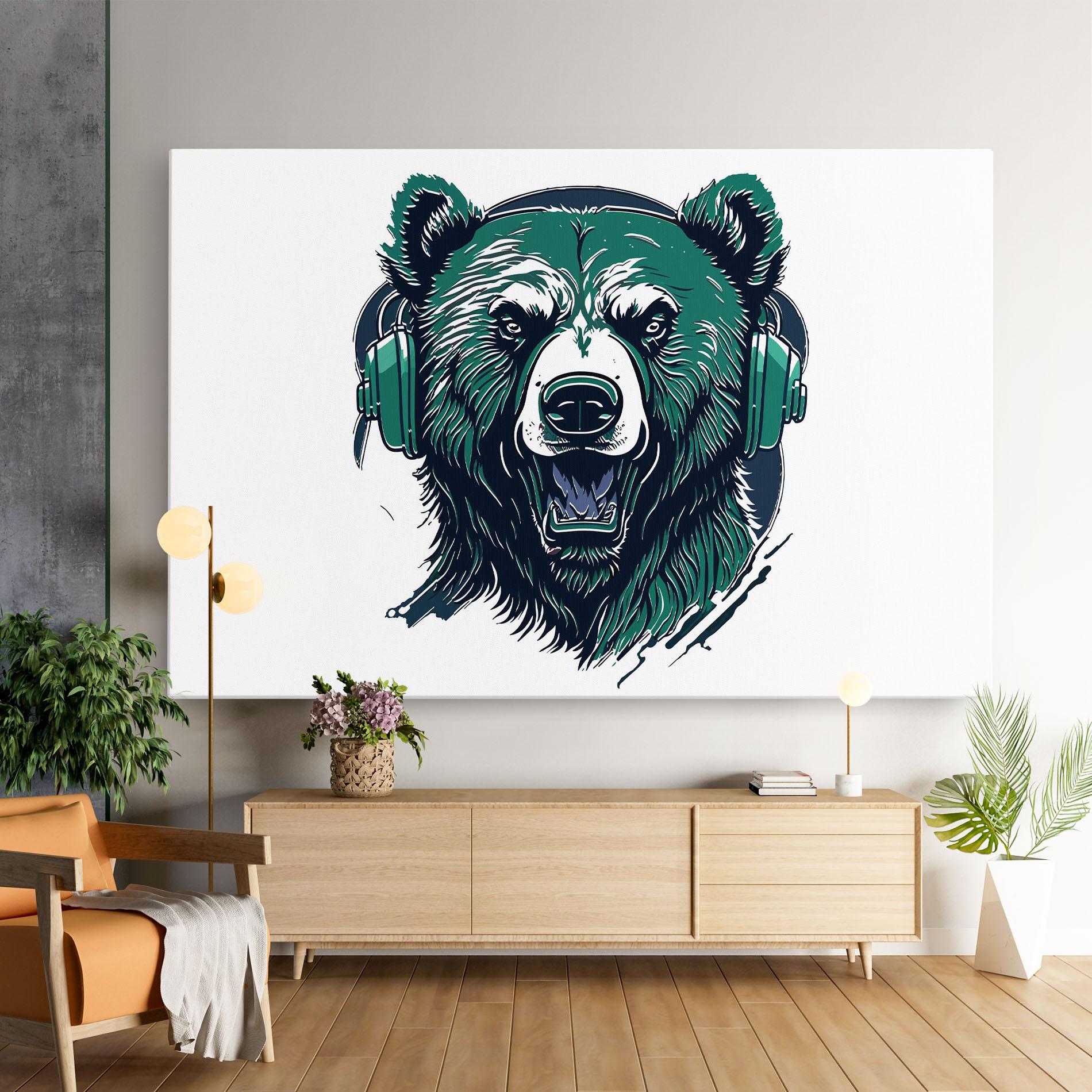 Tablou Canvas Green Music Bear mockup 9