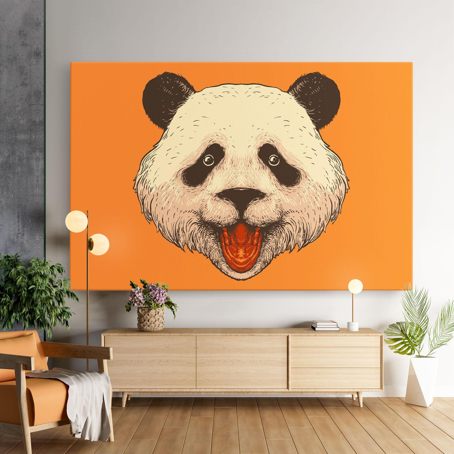 Tablou Canvas Panda On Orange mockup 9