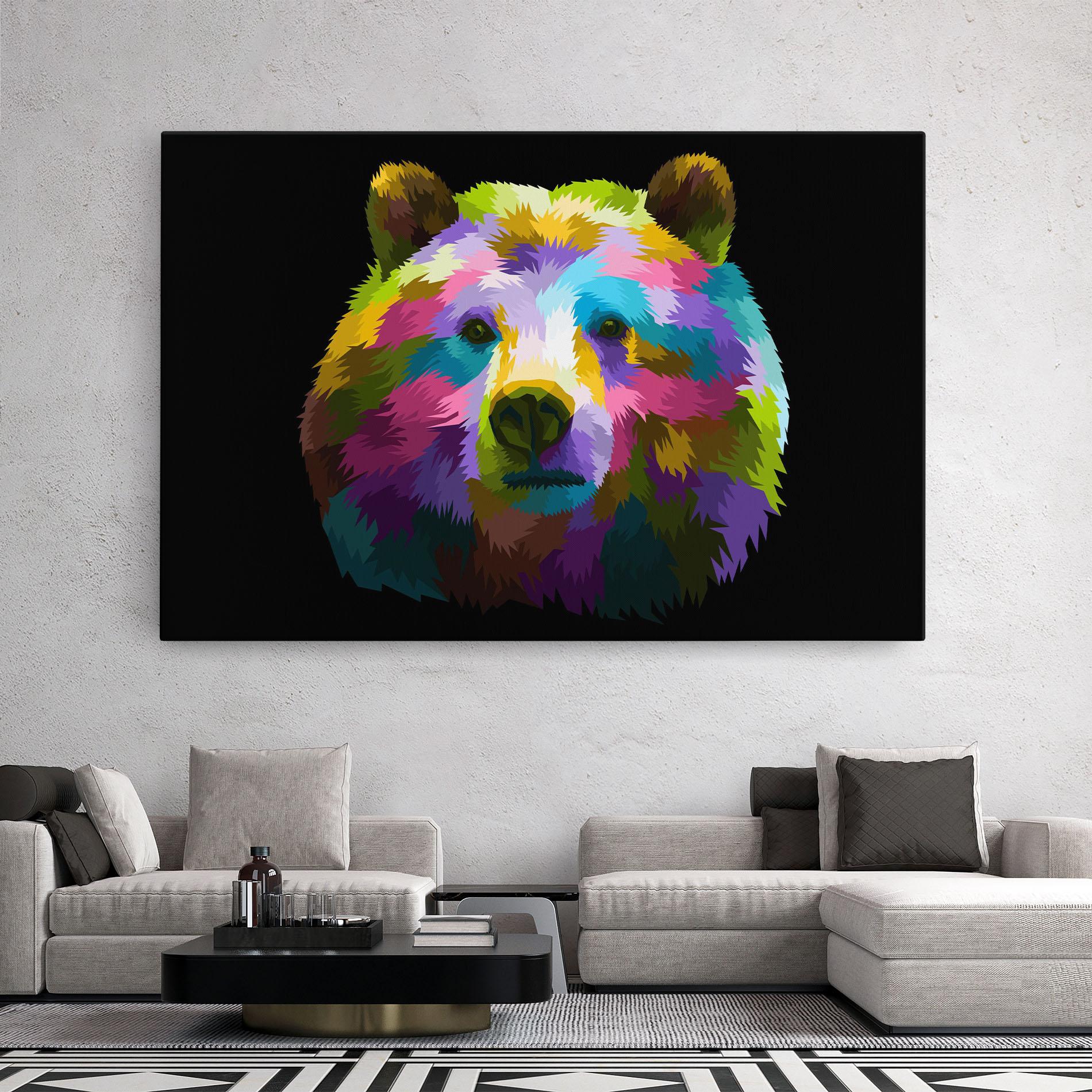 Tablou Canvas Colorful Bear Head mockup 2