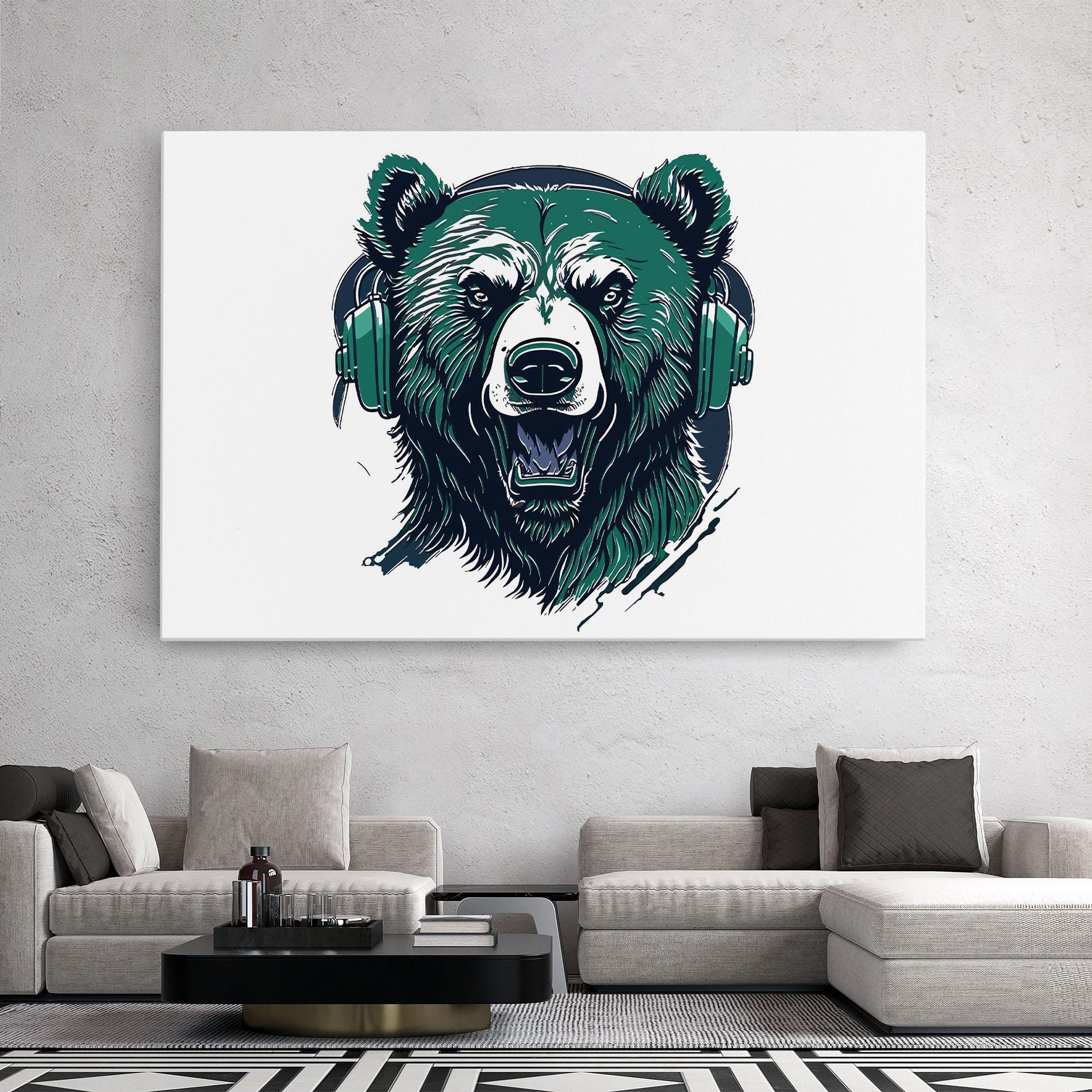 Tablou Canvas Green Music Bear mockup 2