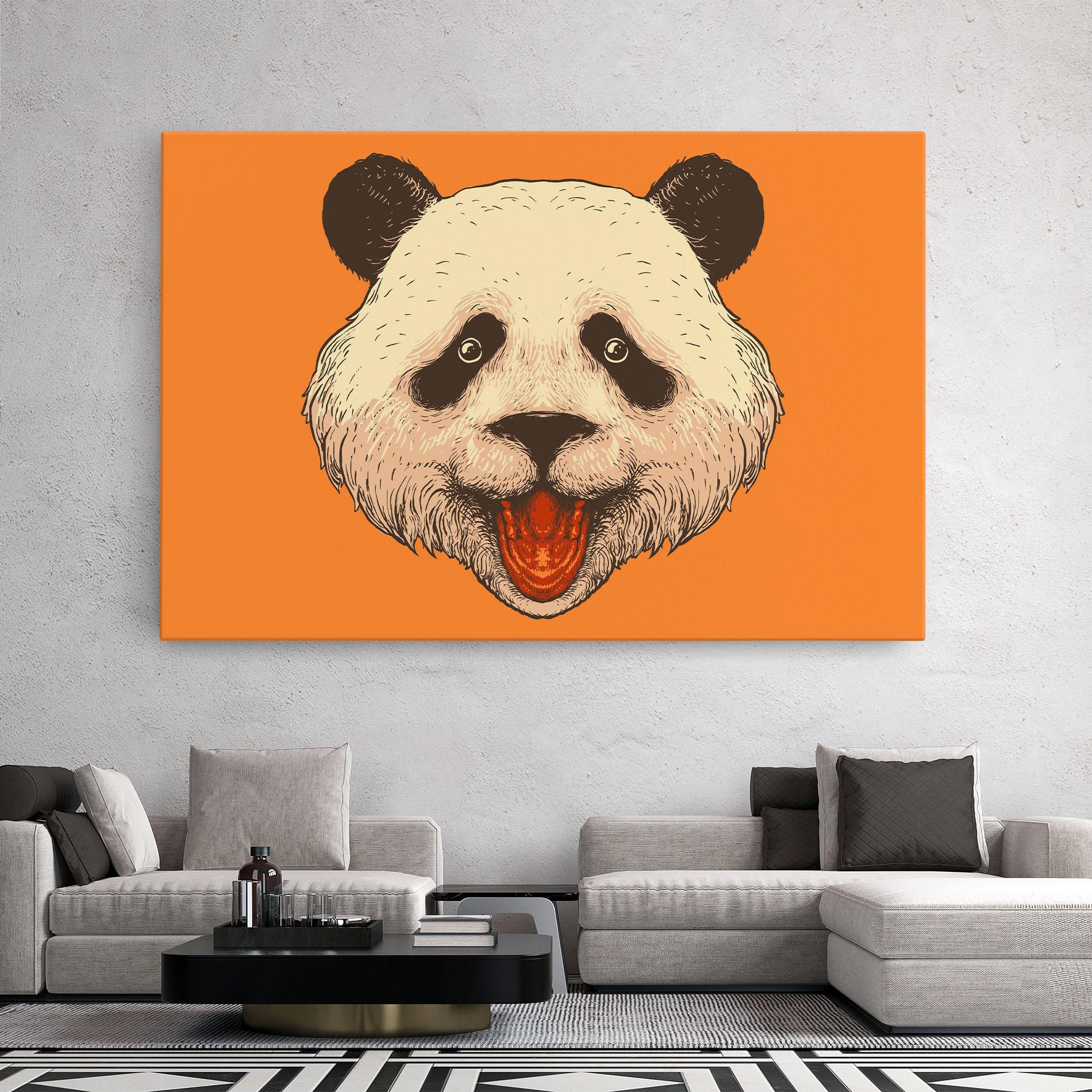 Tablou Canvas Panda On Orange mockup 2