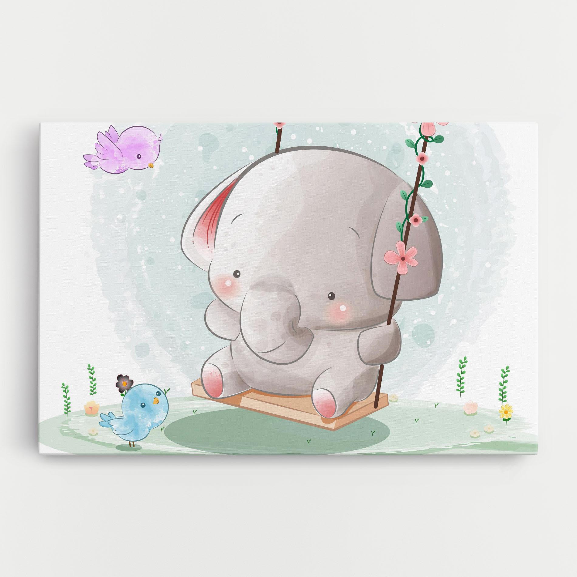 Tablou Canvas Bird Baby Elephant mockup 0