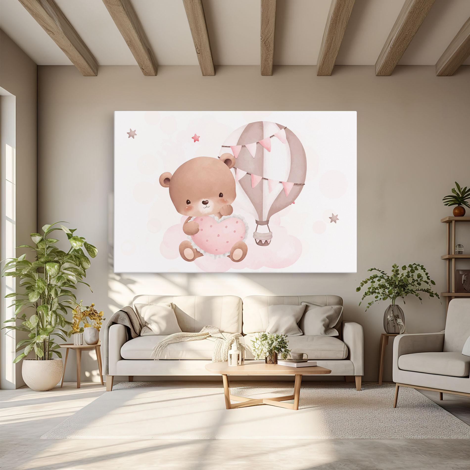 Tablou Canvas Pink Heart Bear mockup 6