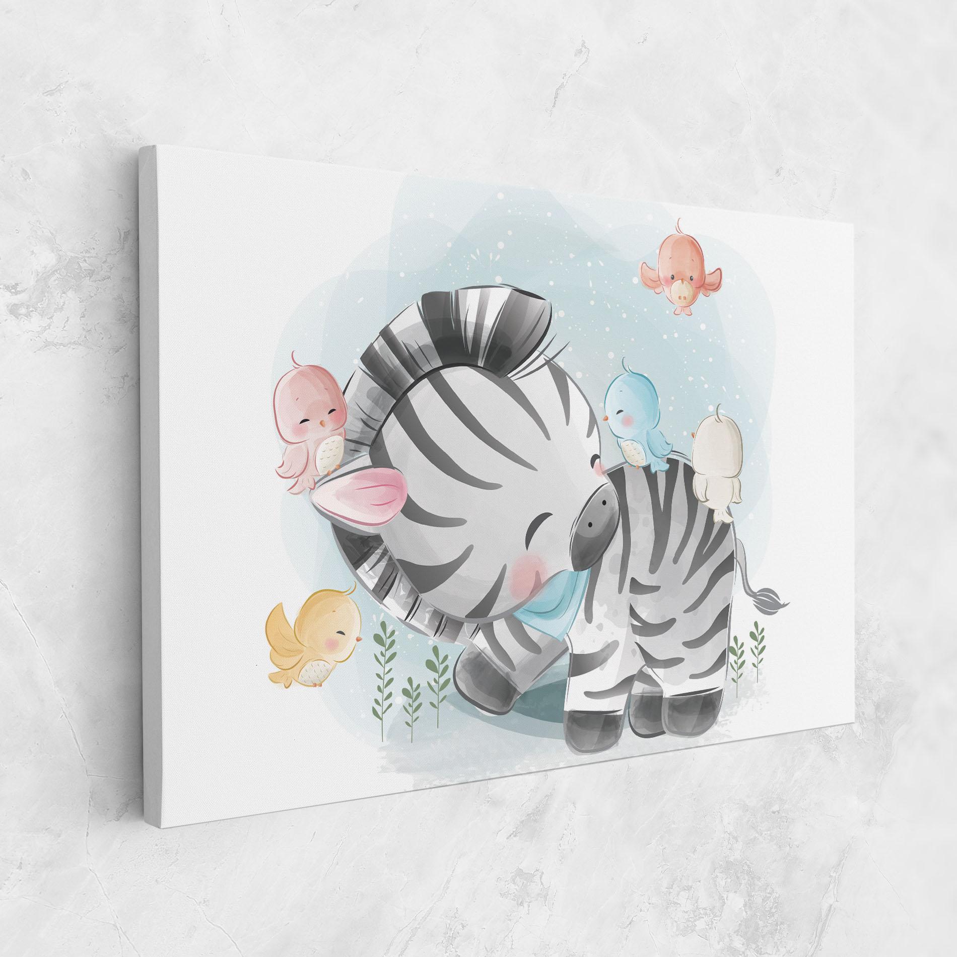Tablou Canvas Zebra With Birds mockup 1