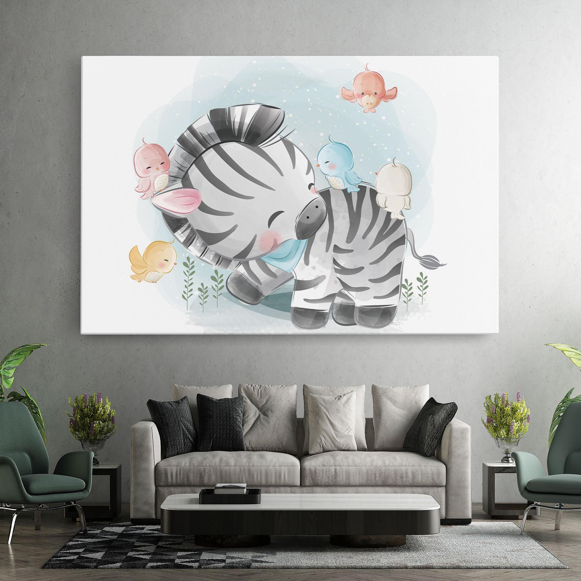 Tablou Canvas Zebra With Birds mockup 7