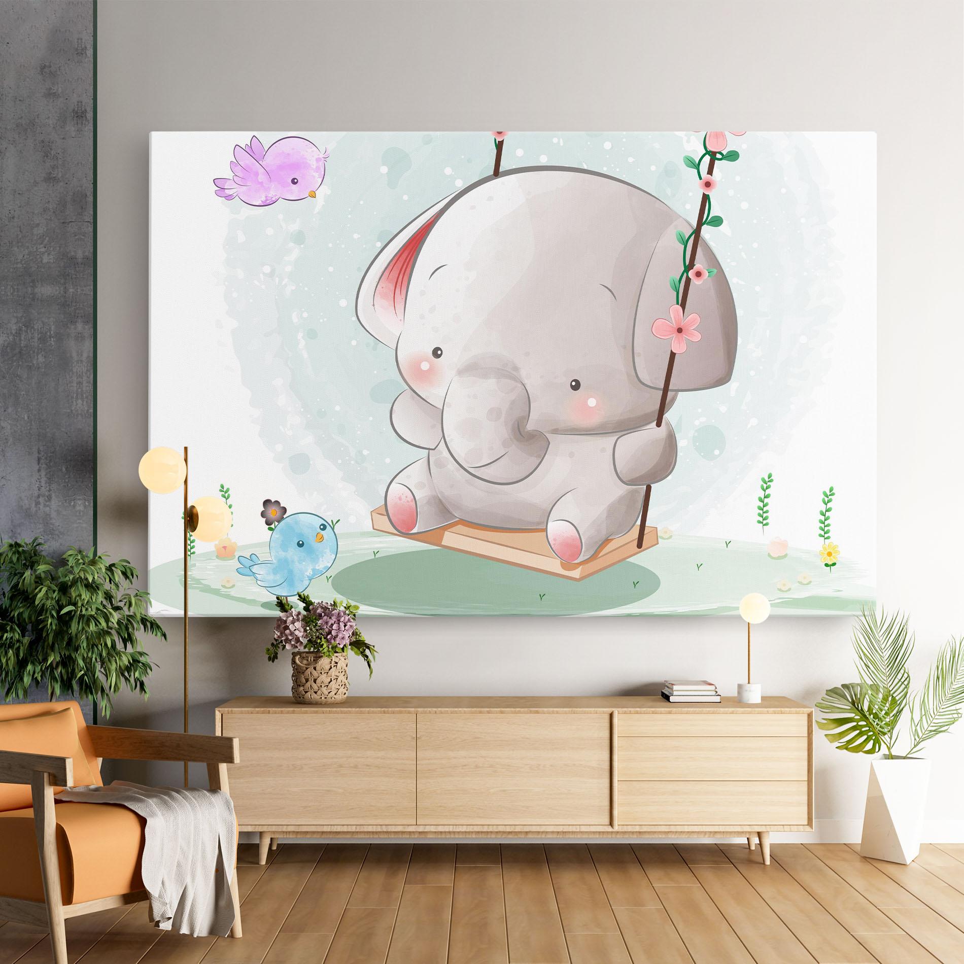 Tablou Canvas Bird Baby Elephant mockup 9