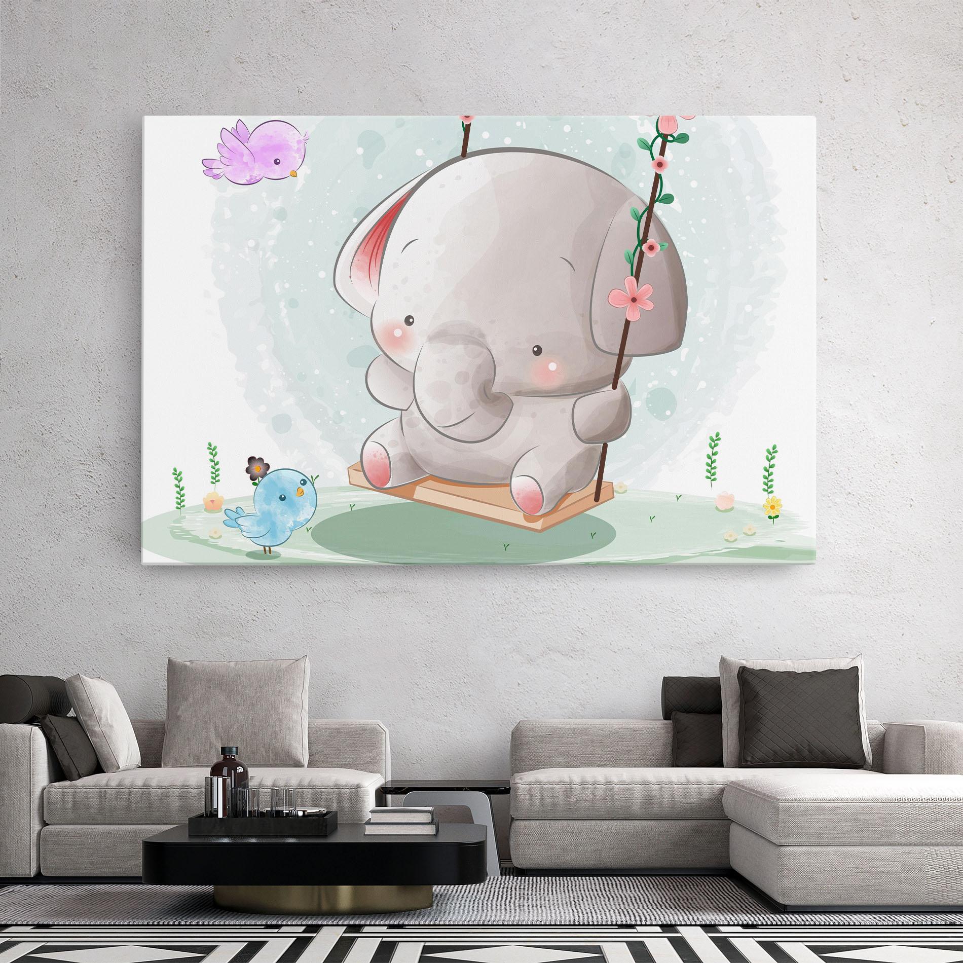 Tablou Canvas Bird Baby Elephant mockup 2