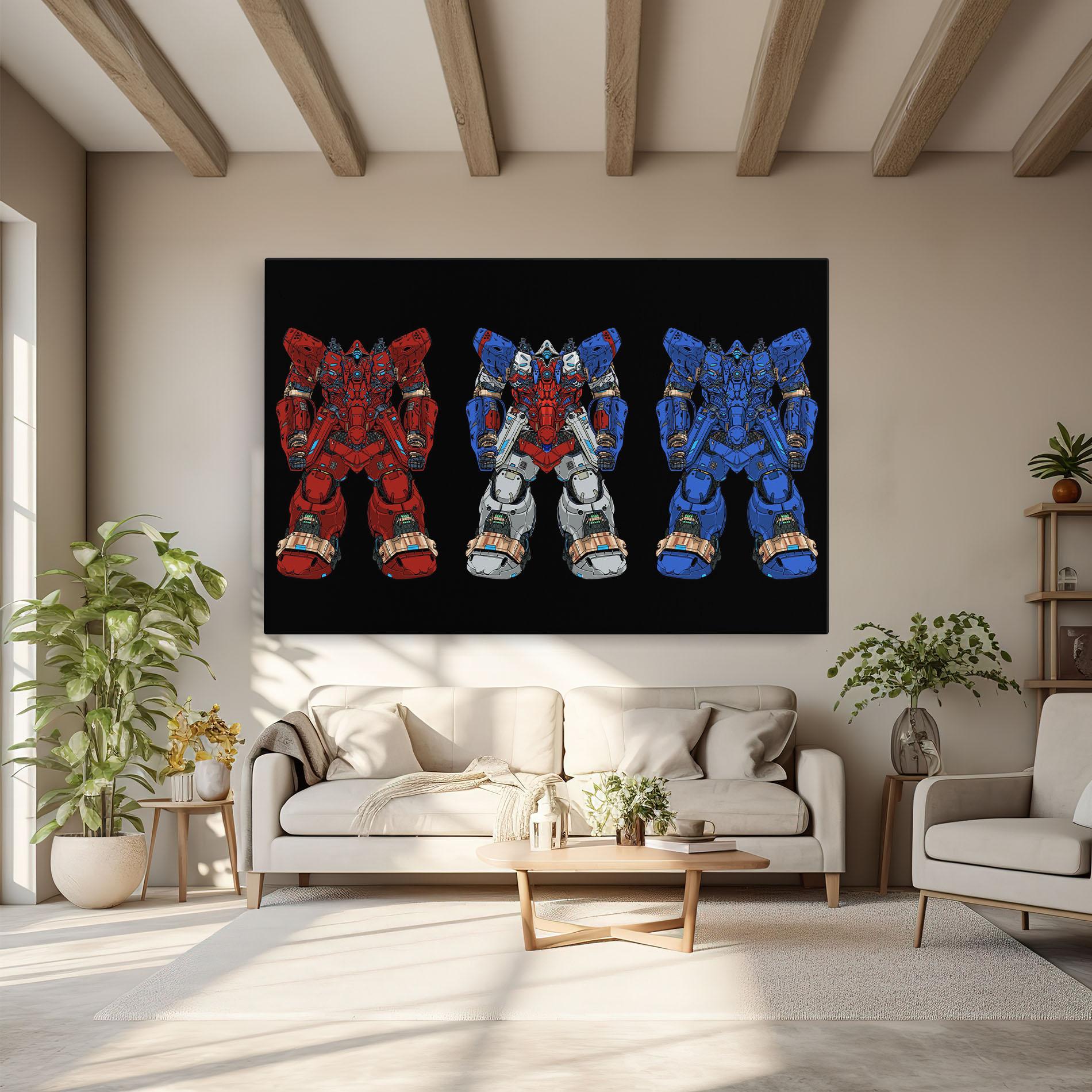 Tablou Canvas Blue Red Robots mockup 6