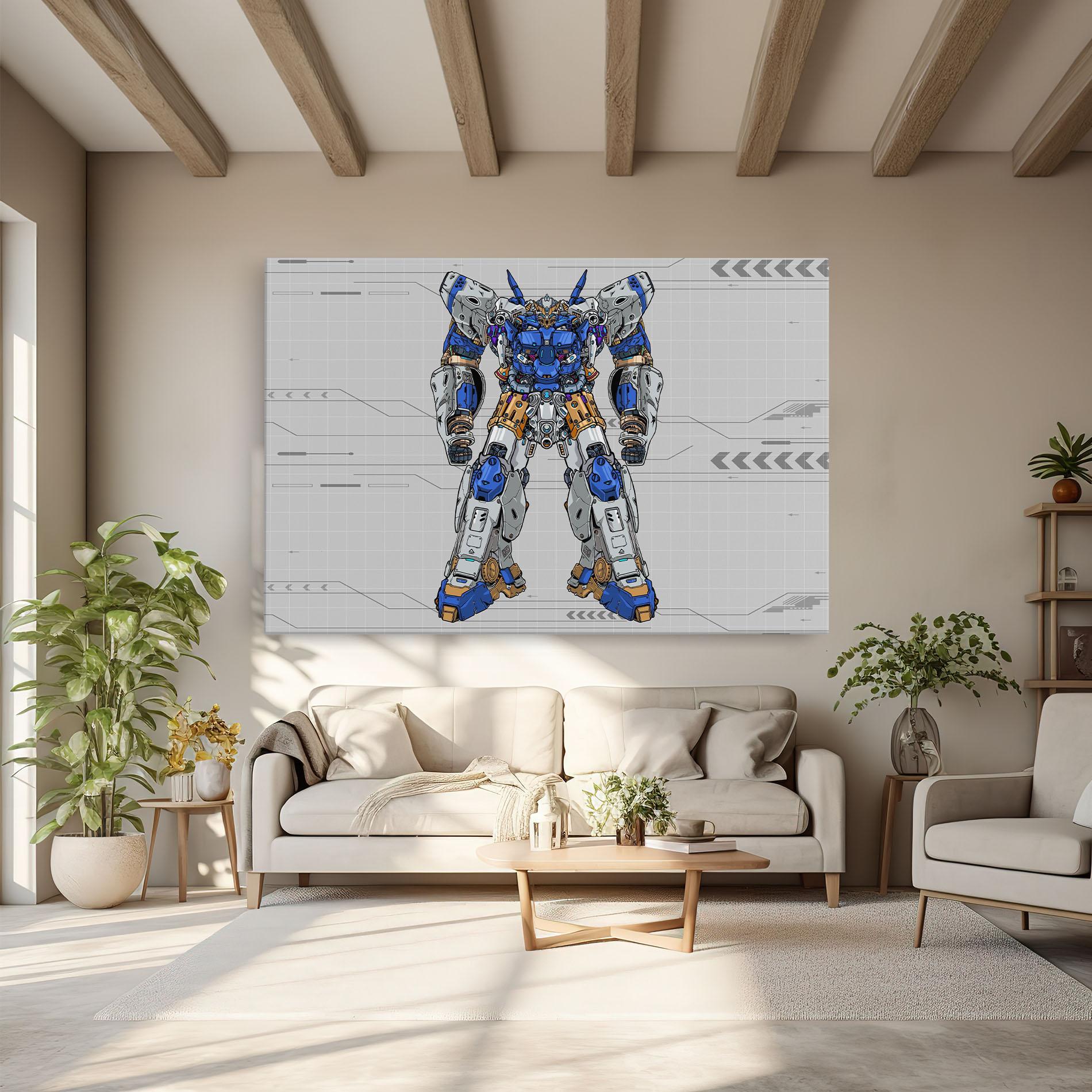 Tablou Canvas Blue Yellow Robot mockup 6
