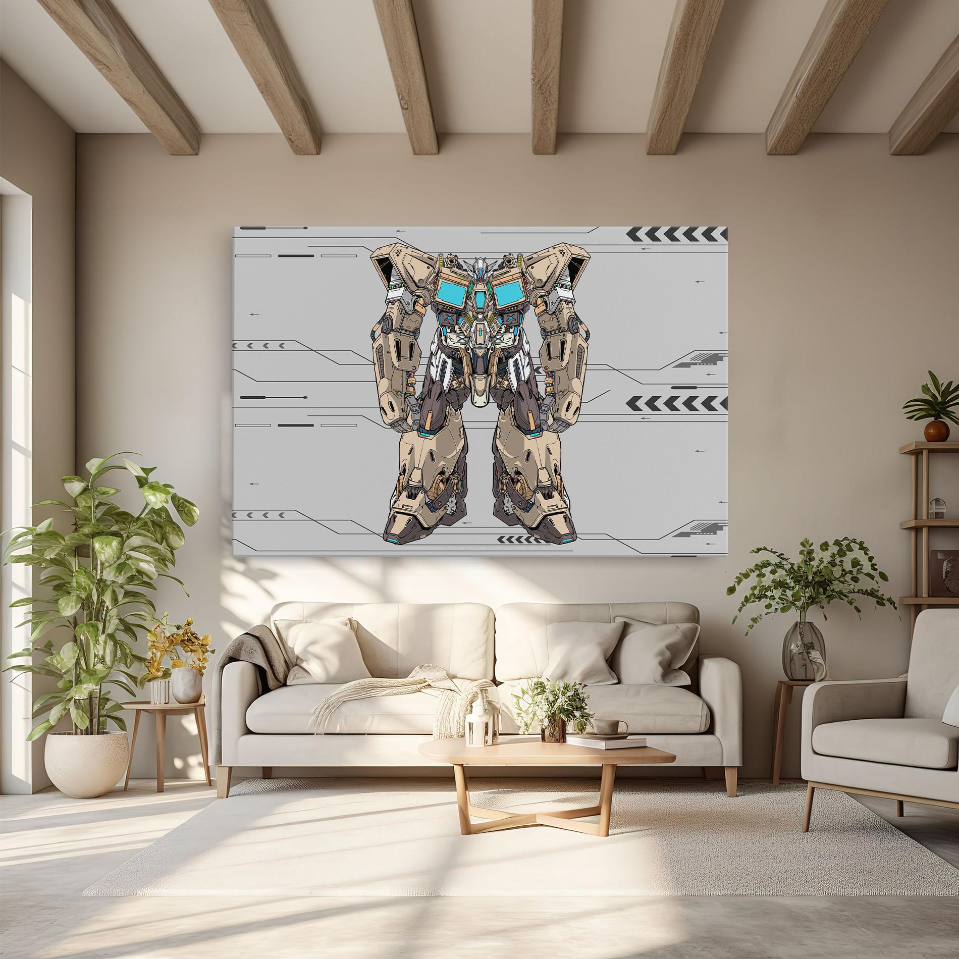 Tablou Canvas Cream Blue Robot mockup 6