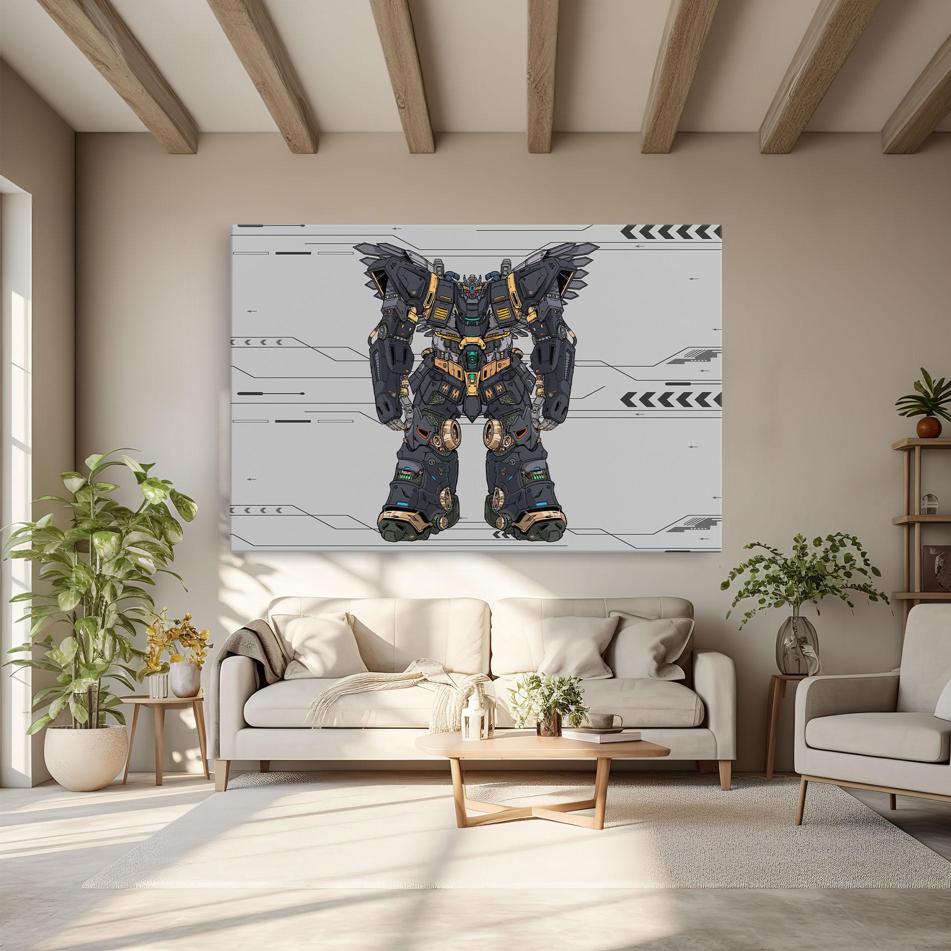 Tablou Canvas Grey Yelloy Robot mockup 6