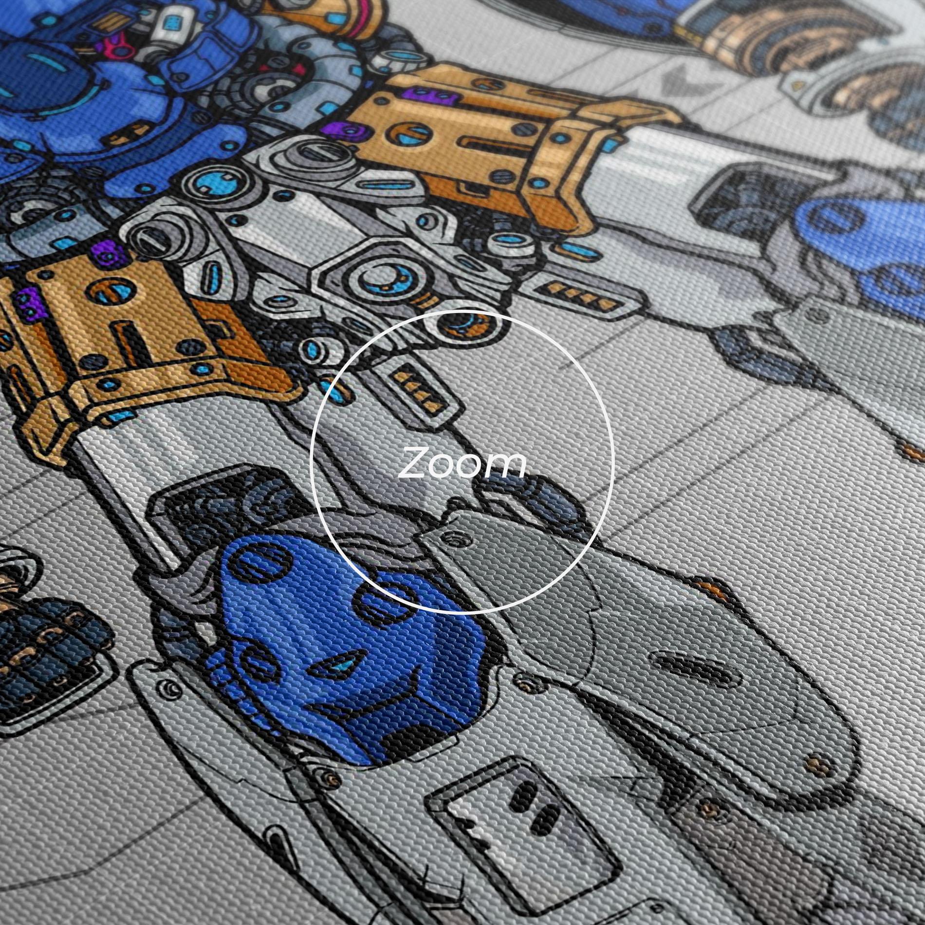 Tablou Canvas Blue Yellow Robot mockup 3