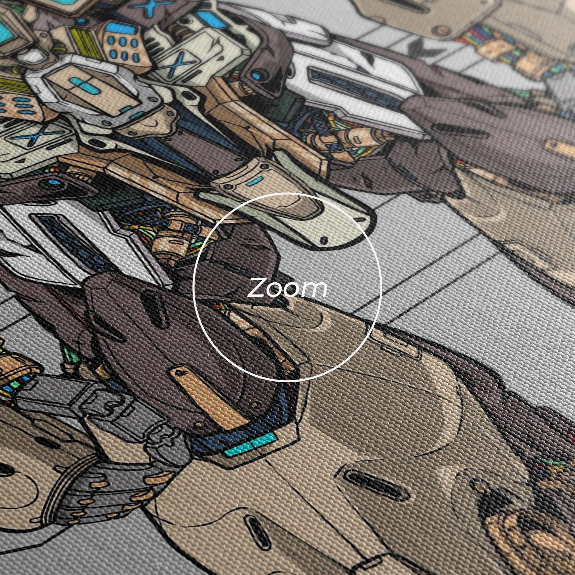 Tablou Canvas Cream Blue Robot mockup 3