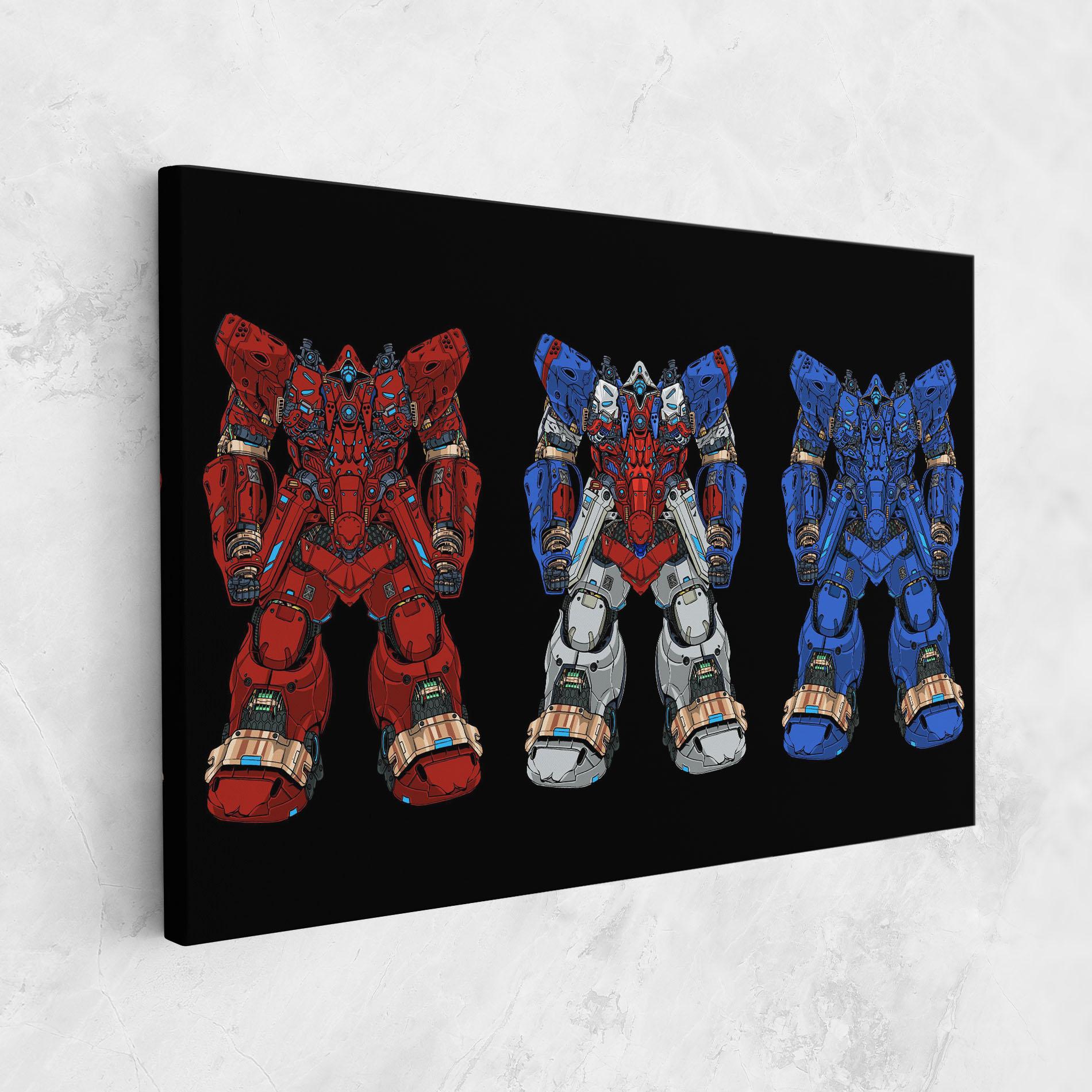 Tablou Canvas Blue Red Robots mockup 1