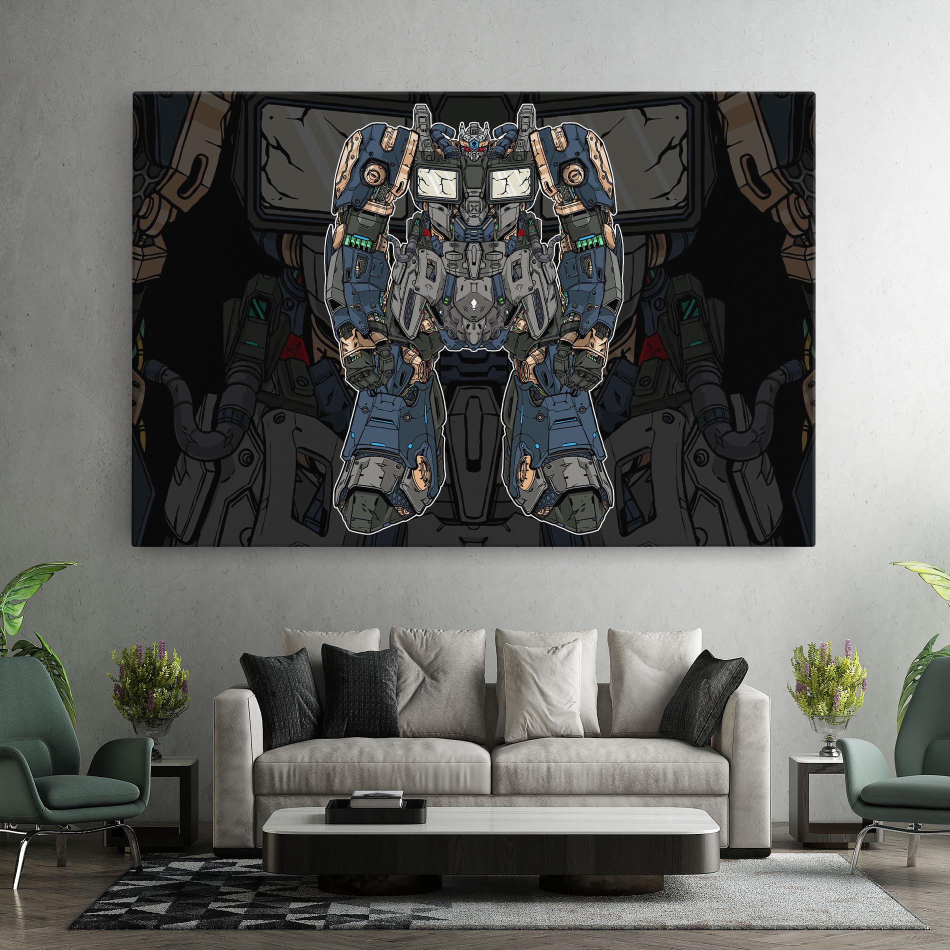 Tablou Canvas Blue Green Robot mockup 7