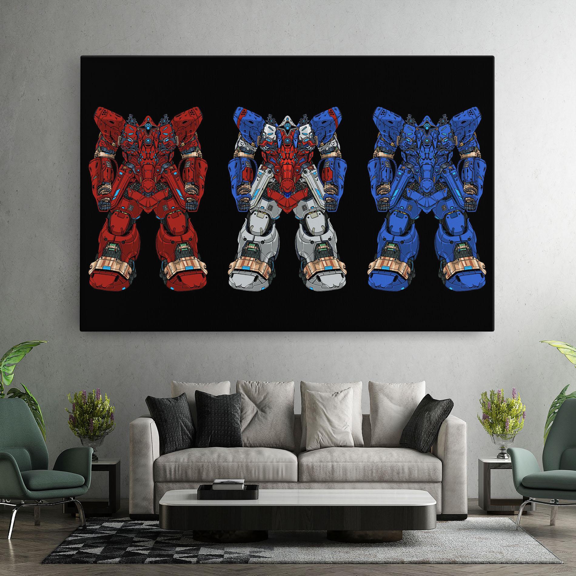 Tablou Canvas Blue Red Robots mockup 7